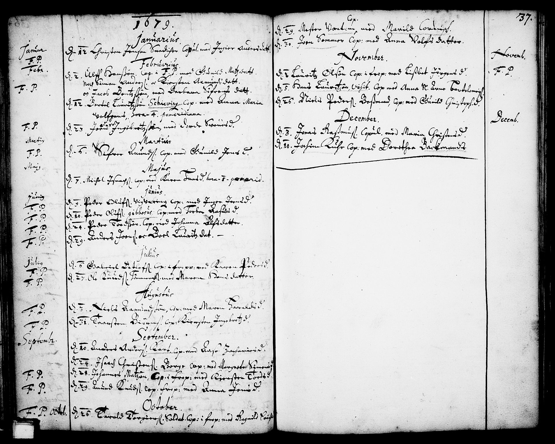 Skien kirkebøker, SAKO/A-302/F/Fa/L0001: Parish register (official) no. 1, 1659-1679, p. 37