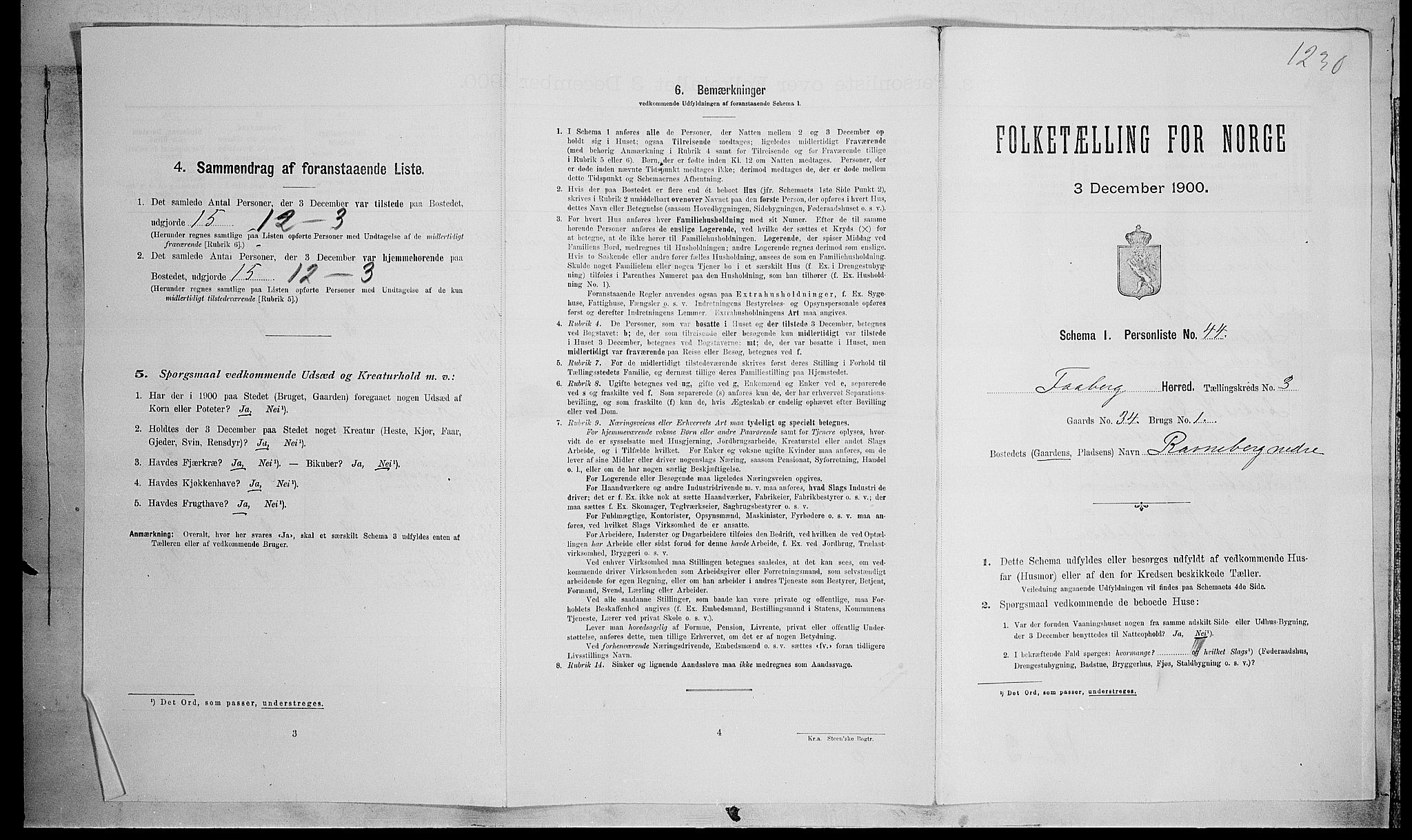 SAH, 1900 census for Fåberg, 1900, p. 190