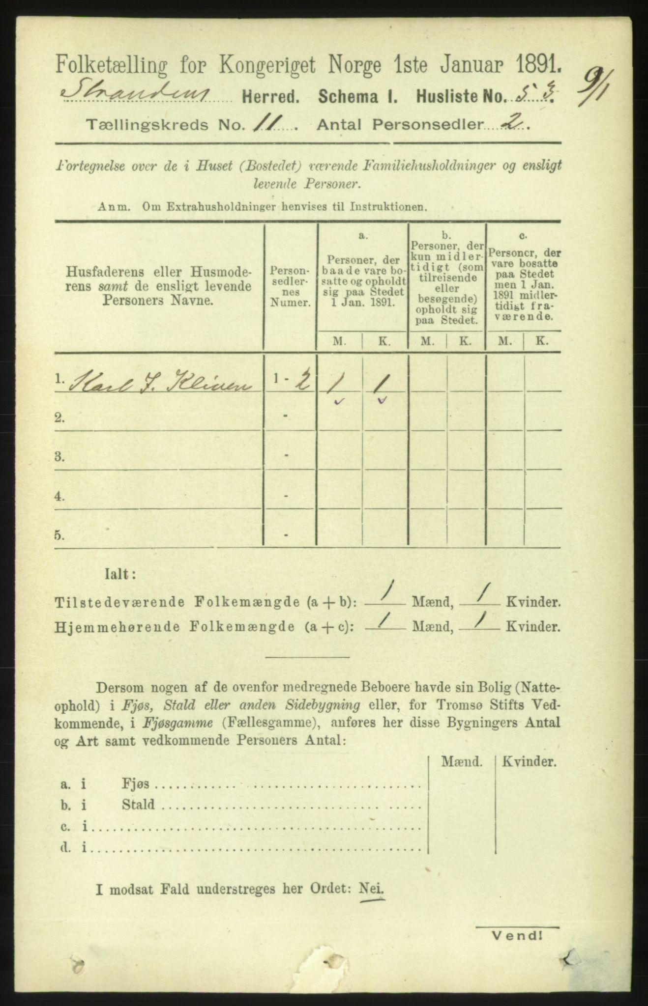 RA, 1891 census for 1525 Stranda, 1891, p. 2474