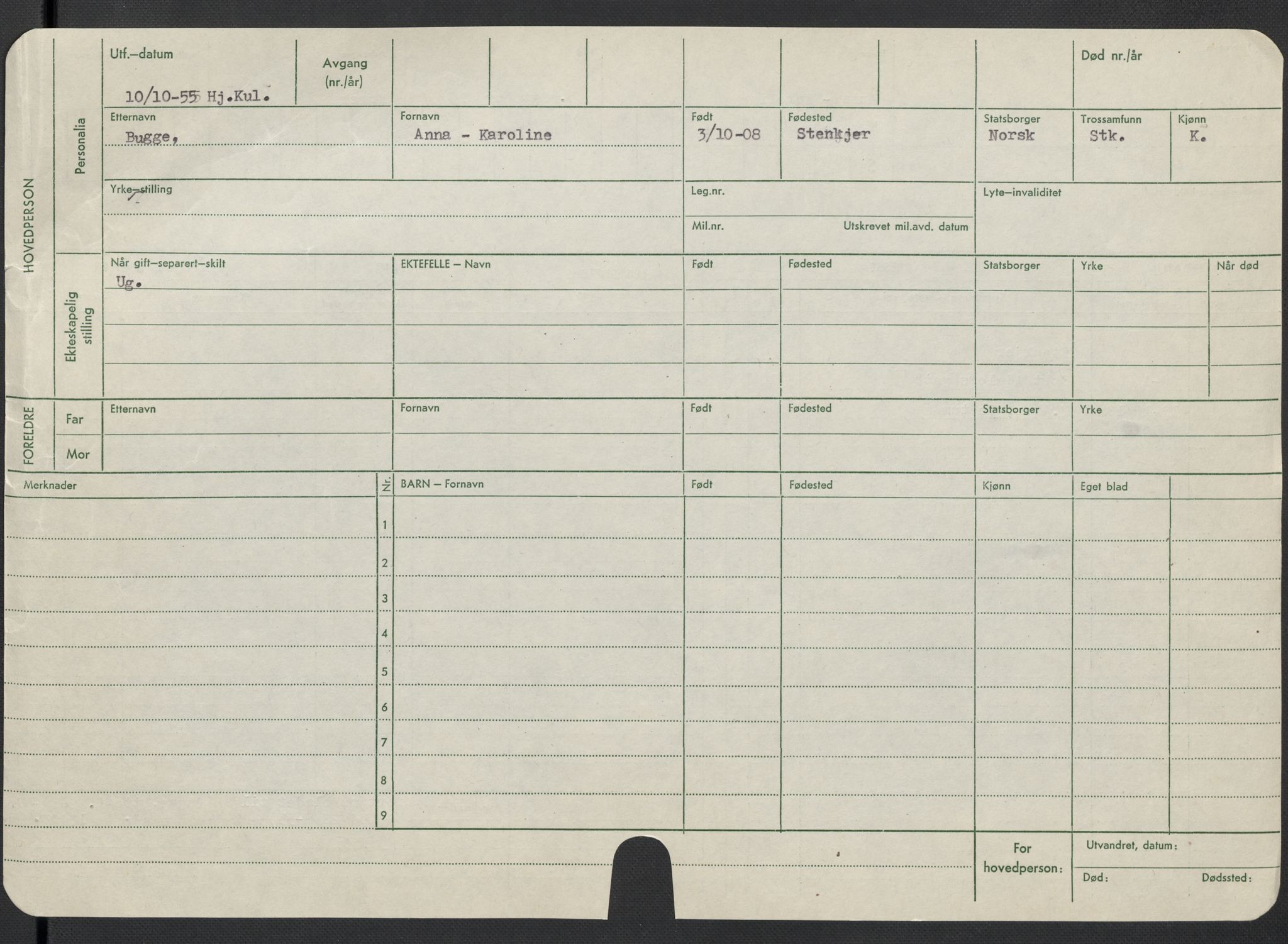 Oslo folkeregister, Registerkort, AV/SAO-A-11715/F/Fa/Fac/L0013: Kvinner, 1906-1914, p. 950b