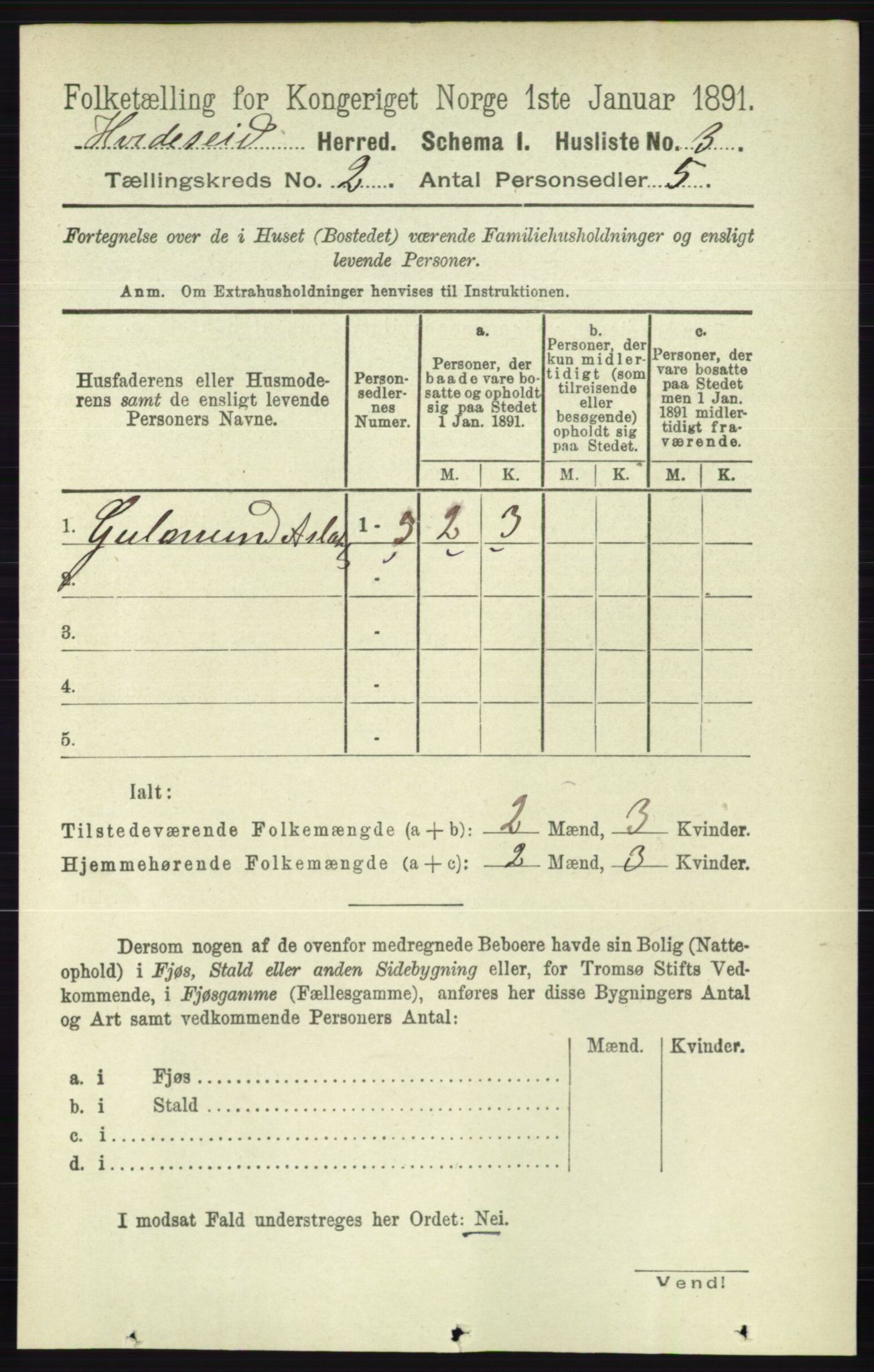 RA, 1891 census for 0829 Kviteseid, 1891, p. 261