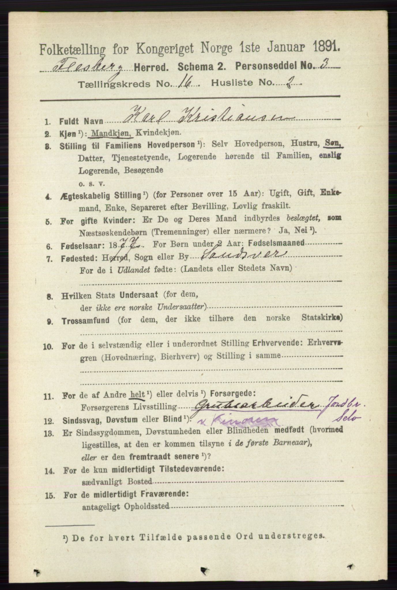 RA, 1891 census for 0631 Flesberg, 1891, p. 2856