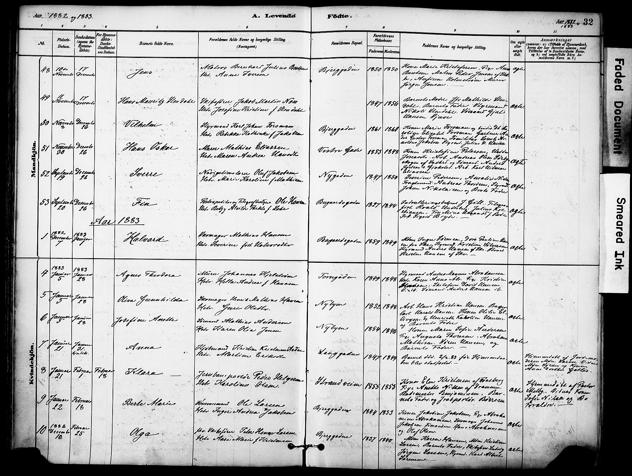 Sandefjord kirkebøker, SAKO/A-315/F/Fa/L0002: Parish register (official) no. 2, 1880-1894, p. 32
