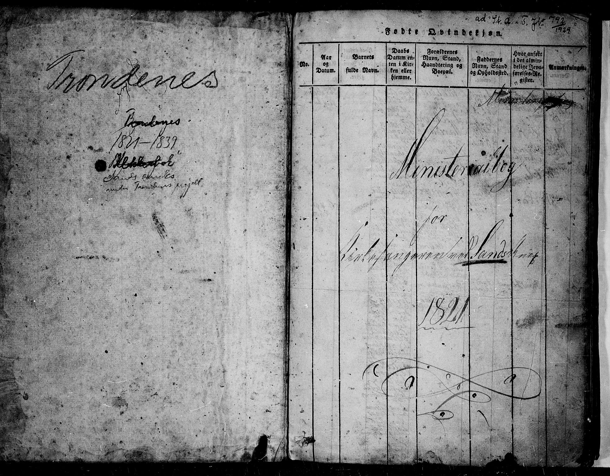 Trondenes sokneprestkontor, SATØ/S-1319/H/Hb/L0004klokker: Parish register (copy) no. 4, 1821-1839, p. 0-1