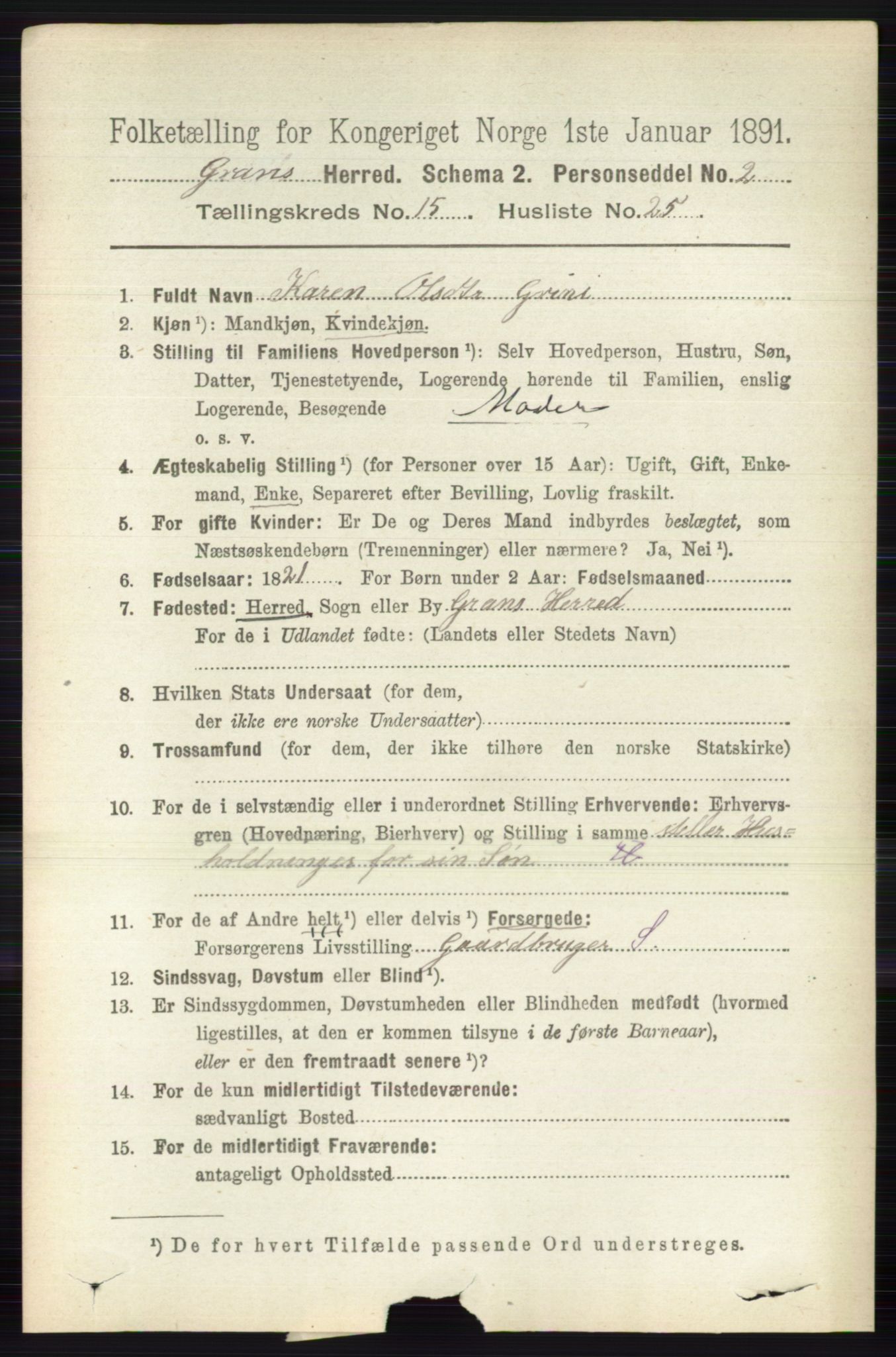 RA, 1891 census for 0534 Gran, 1891, p. 7738