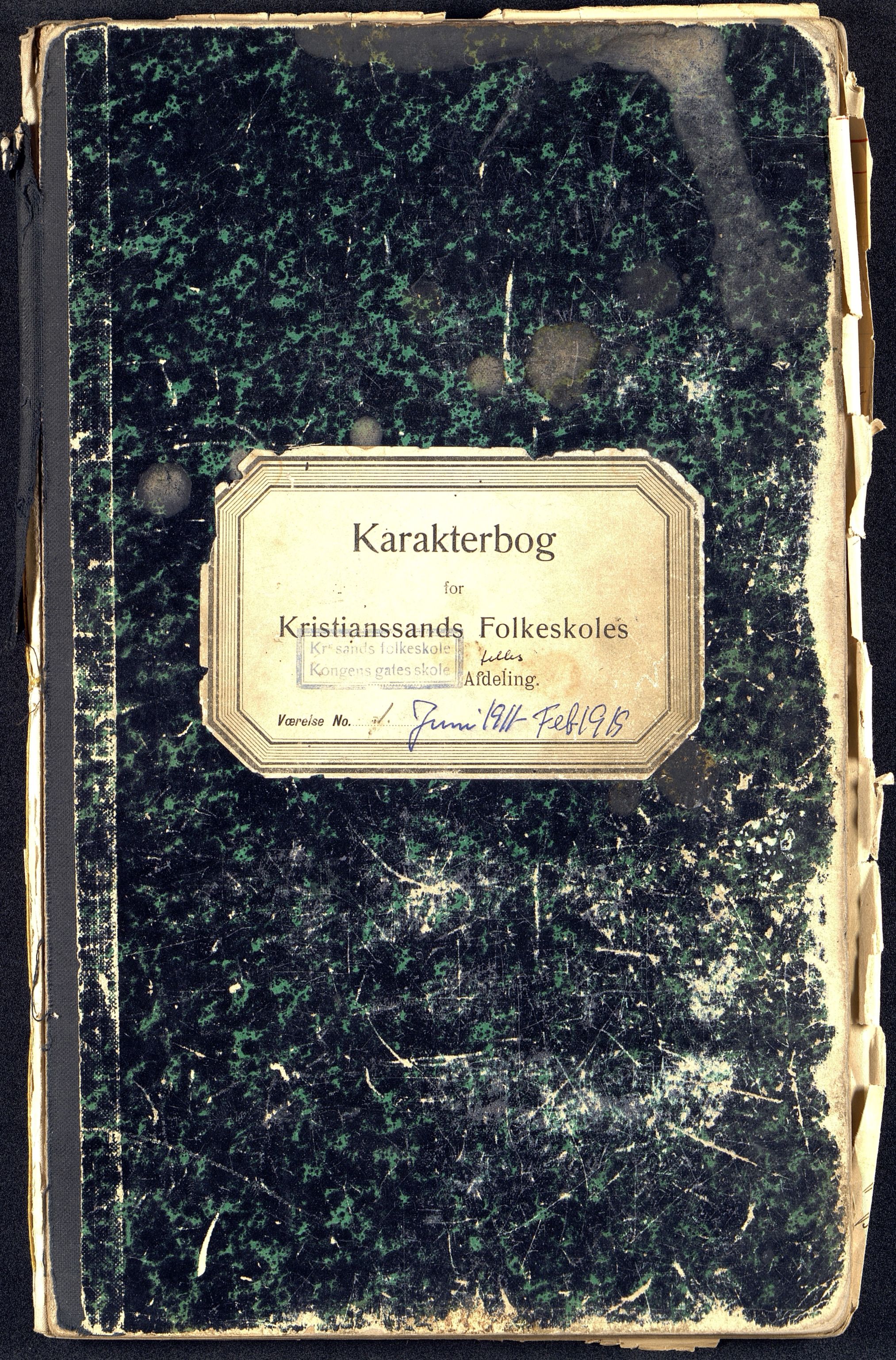 Kristiansand By - Kongensgate Skole, ARKSOR/1001KG560/G/Gb/L0006/0008: Karakterprotokoller / Karakterprotokoll, 1911-1919