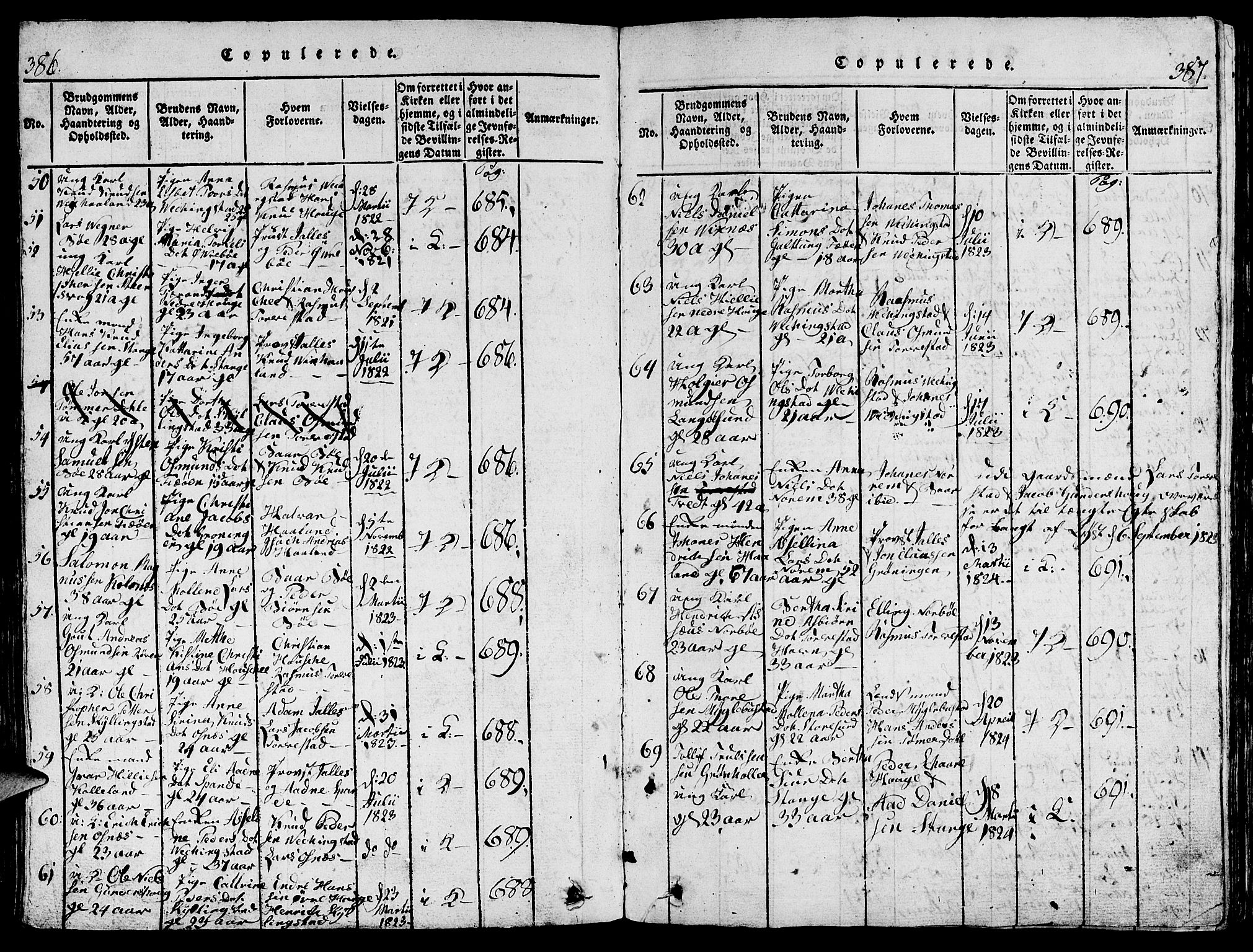 Torvastad sokneprestkontor, AV/SAST-A -101857/H/Ha/Hab/L0001: Parish register (copy) no. B 1 /1, 1817-1835, p. 386-387