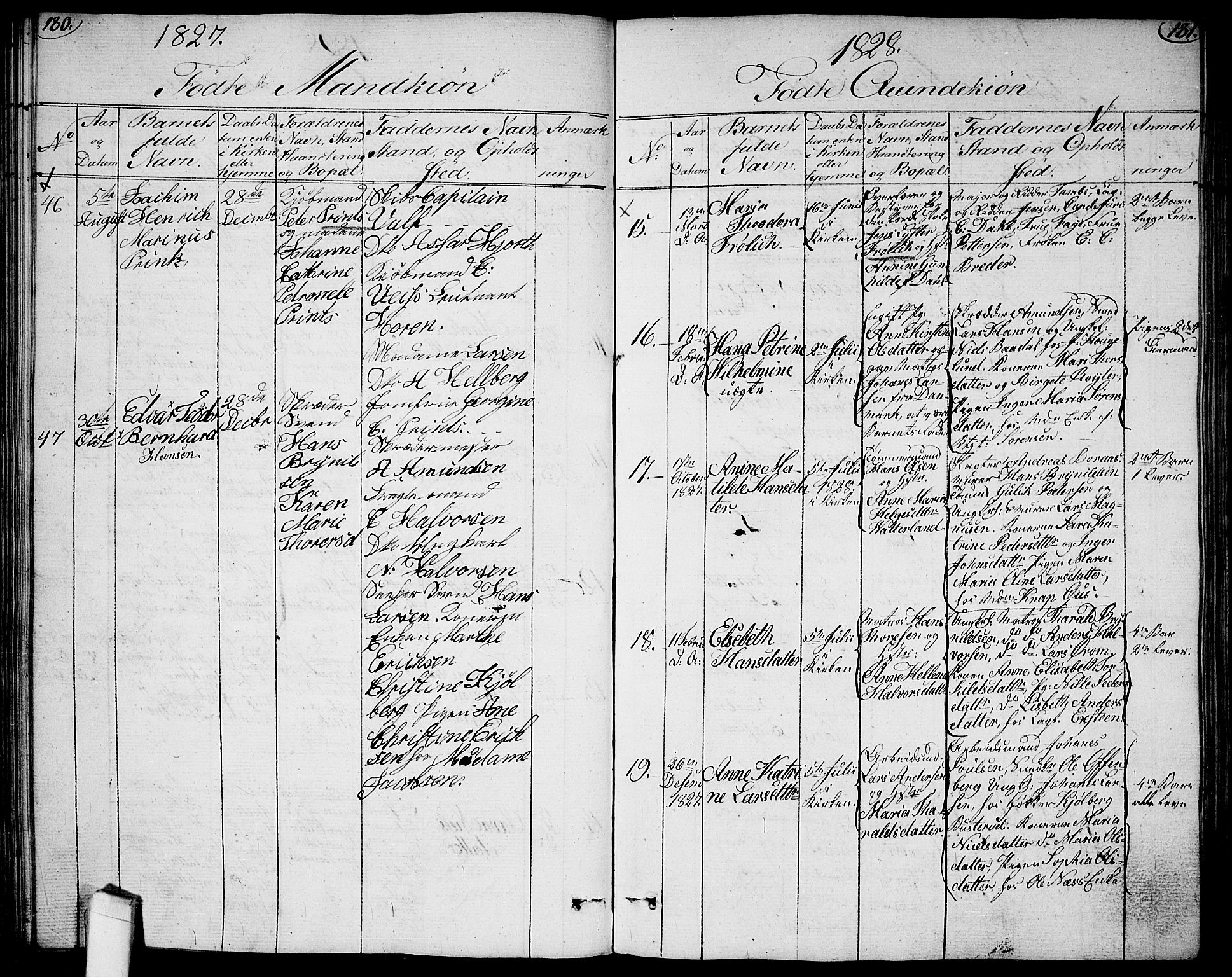 Halden prestekontor Kirkebøker, AV/SAO-A-10909/G/Ga/L0002: Parish register (copy) no. 2, 1821-1834, p. 180-181