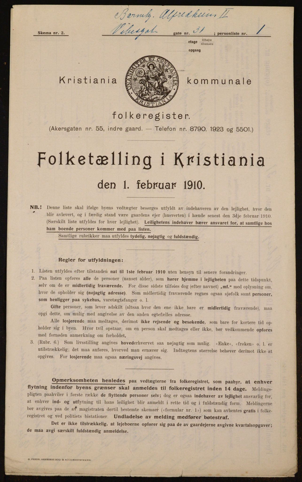 OBA, Municipal Census 1910 for Kristiania, 1910, p. 117082