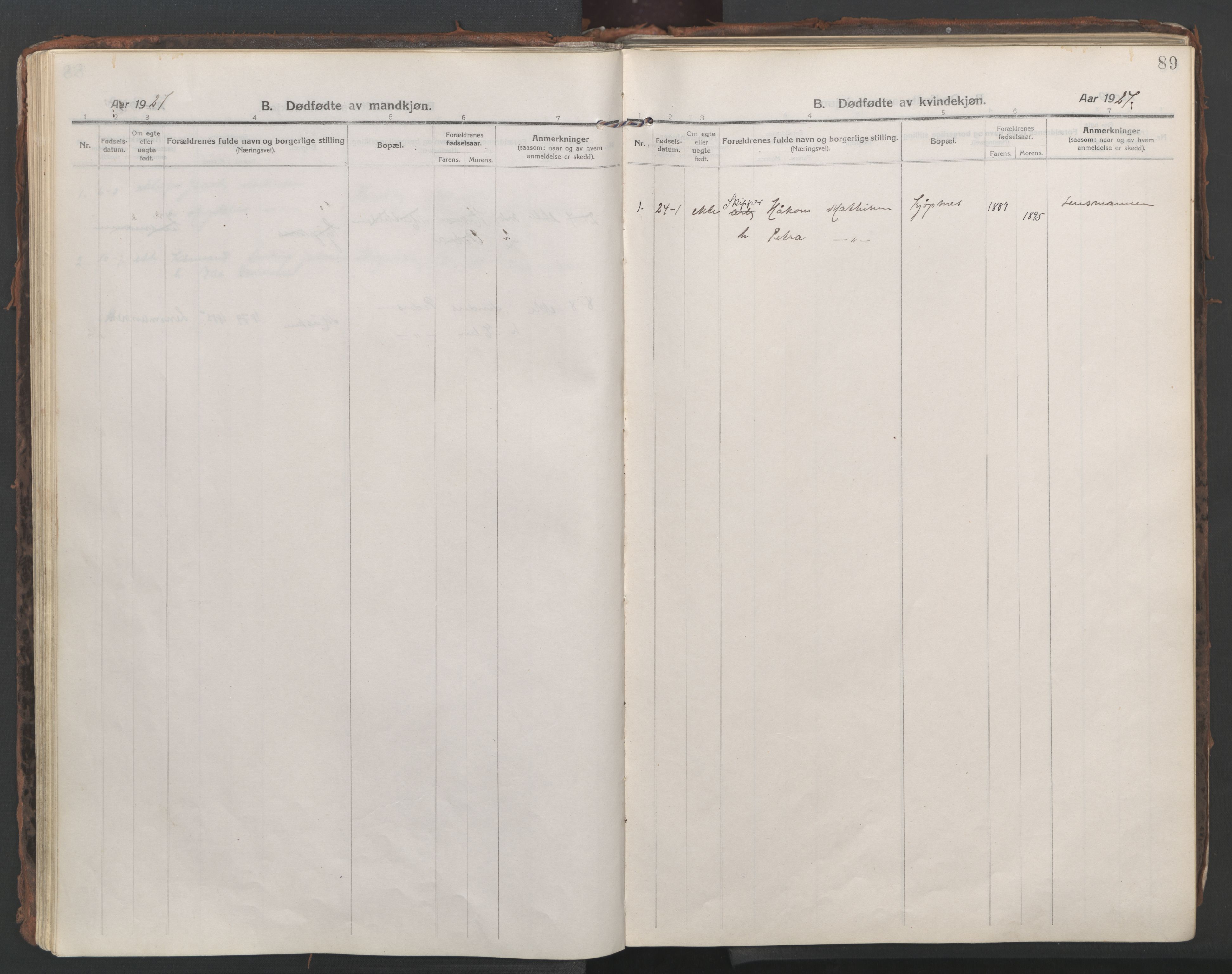 Ministerialprotokoller, klokkerbøker og fødselsregistre - Nordland, AV/SAT-A-1459/861/L0872: Parish register (official) no. 861A07, 1915-1924, p. 89