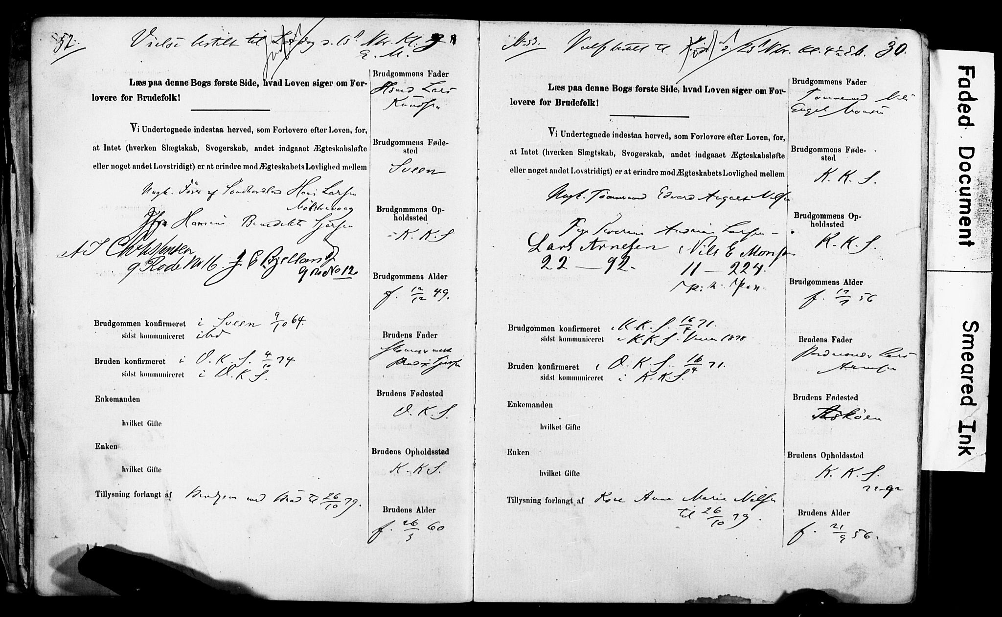 Korskirken sokneprestembete, AV/SAB-A-76101: Best man's statements no. II.5.5, 1878-1889, p. 30