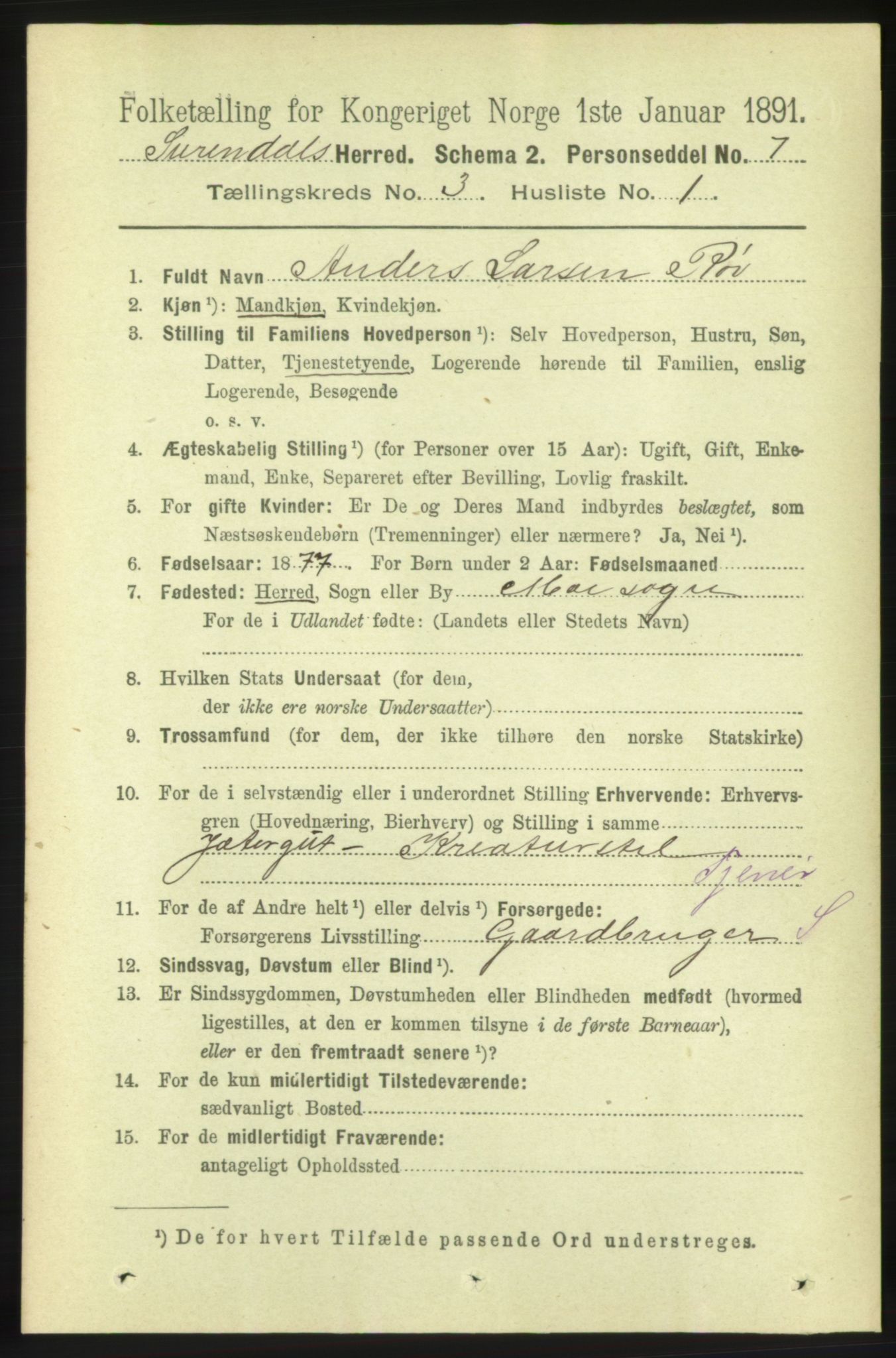 RA, 1891 census for 1566 Surnadal, 1891, p. 790