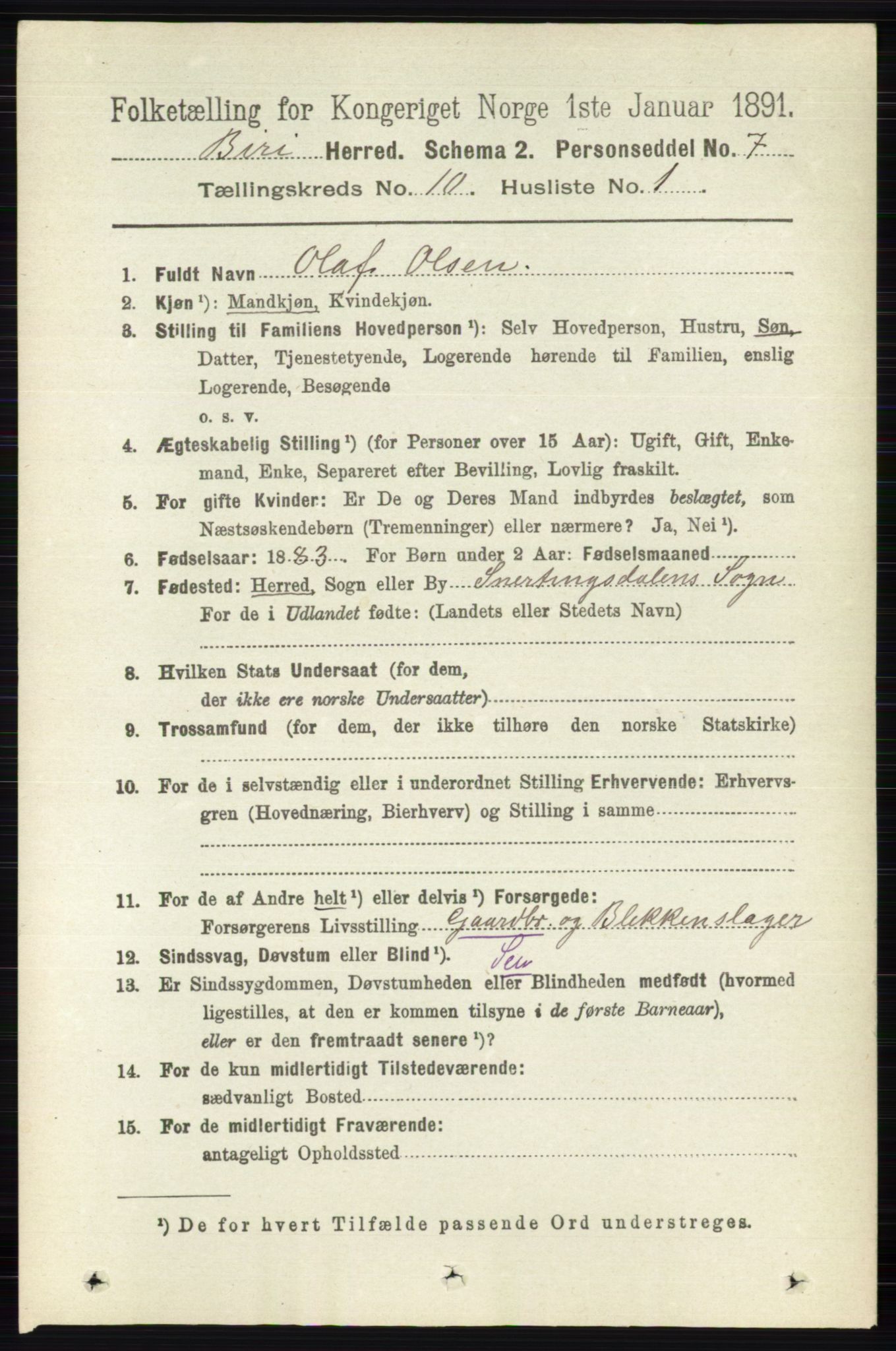 RA, 1891 census for 0525 Biri, 1891, p. 3827