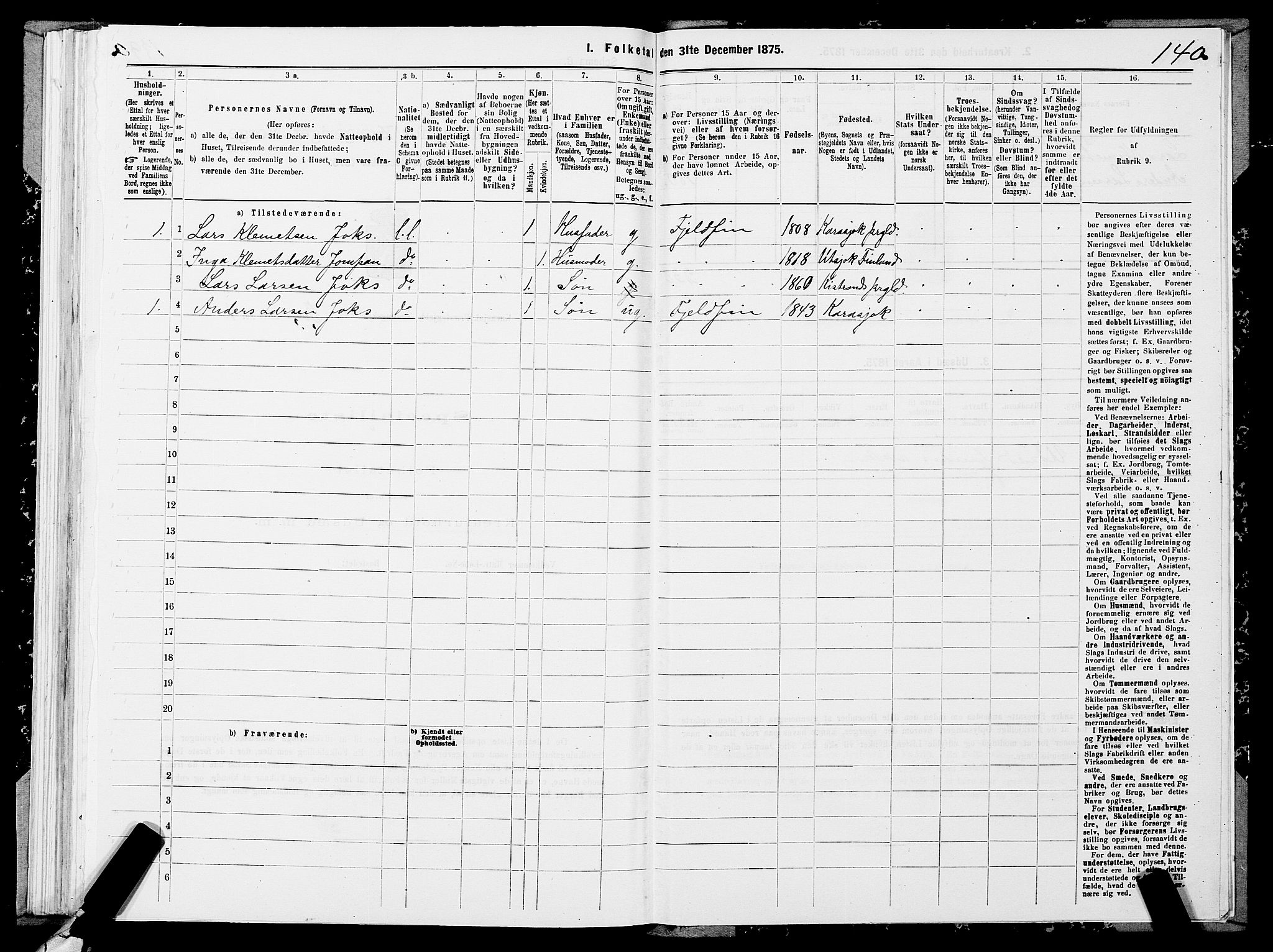 SATØ, 1875 census for 2021P Karasjok, 1875, p. 1140