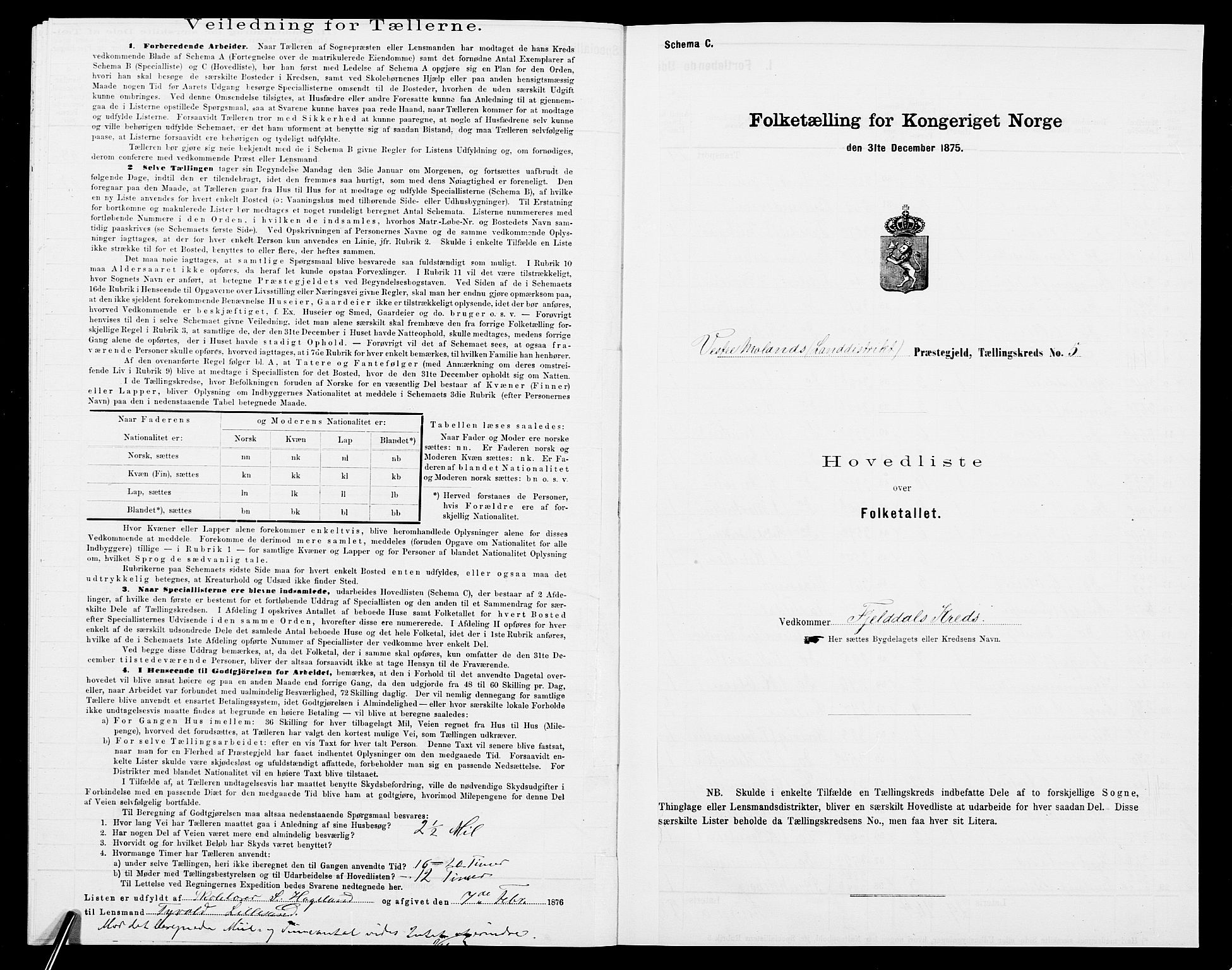 SAK, 1875 census for 0926L Vestre Moland/Vestre Moland, 1875, p. 27