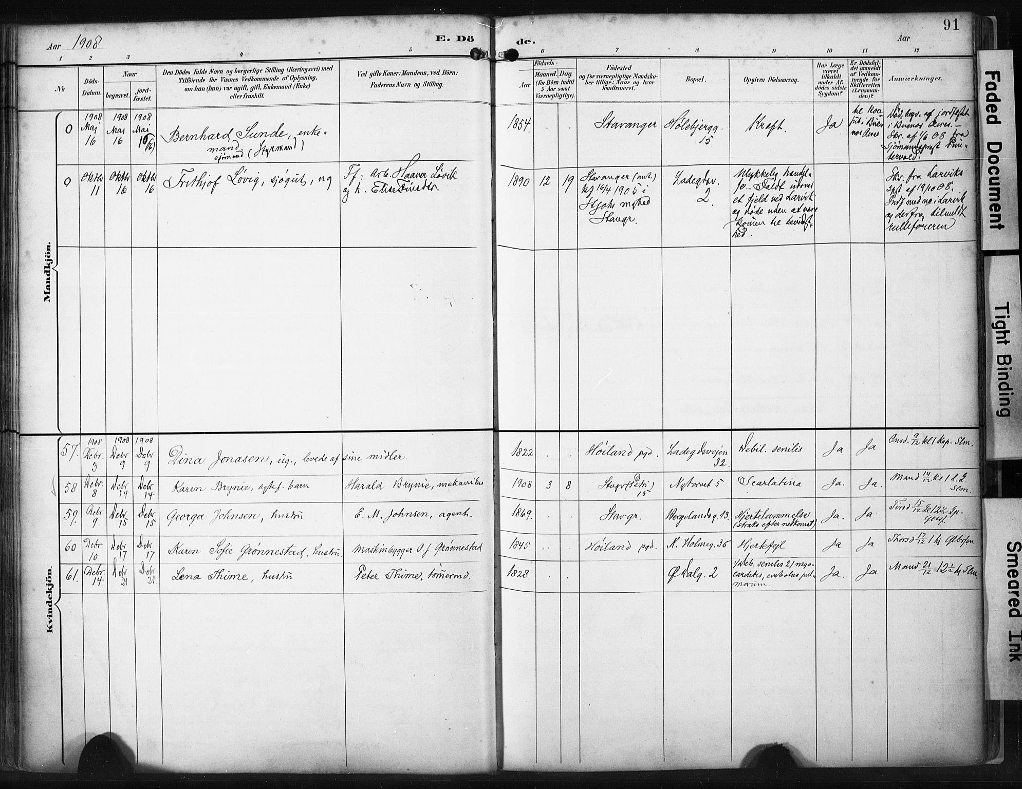 St. Petri sokneprestkontor, SAST/A-101813/001/30/30BA/L0022: Parish register (official) no. A 22, 1895-1919, p. 91