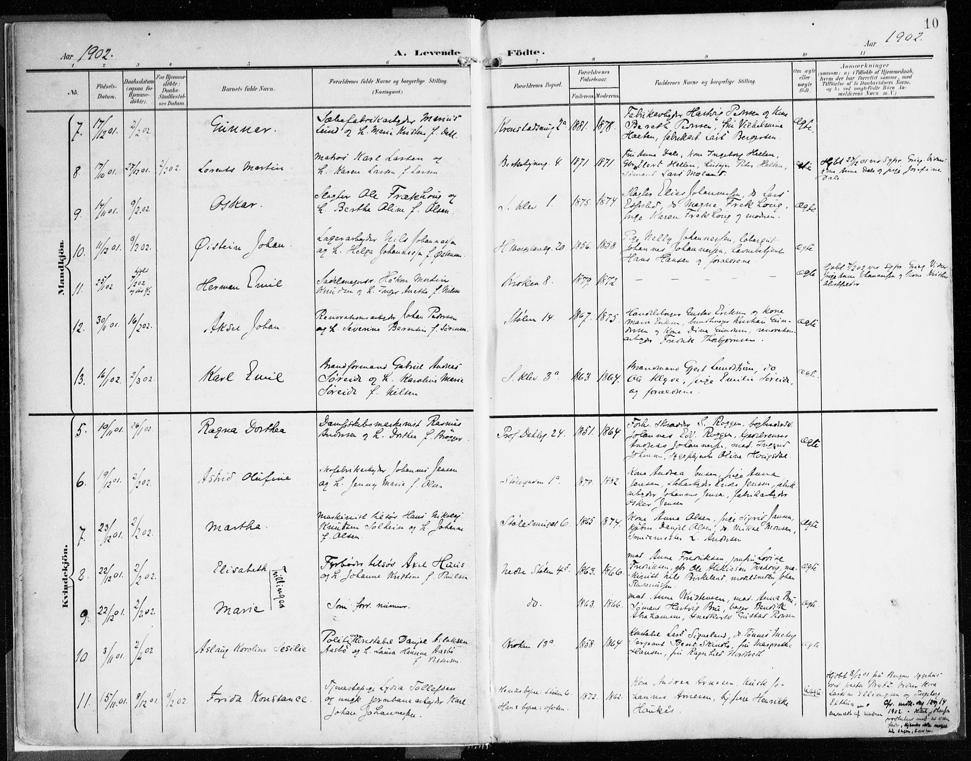 Mariakirken Sokneprestembete, SAB/A-76901/H/Haa/L0010: Parish register (official) no. B 1, 1901-1915, p. 10