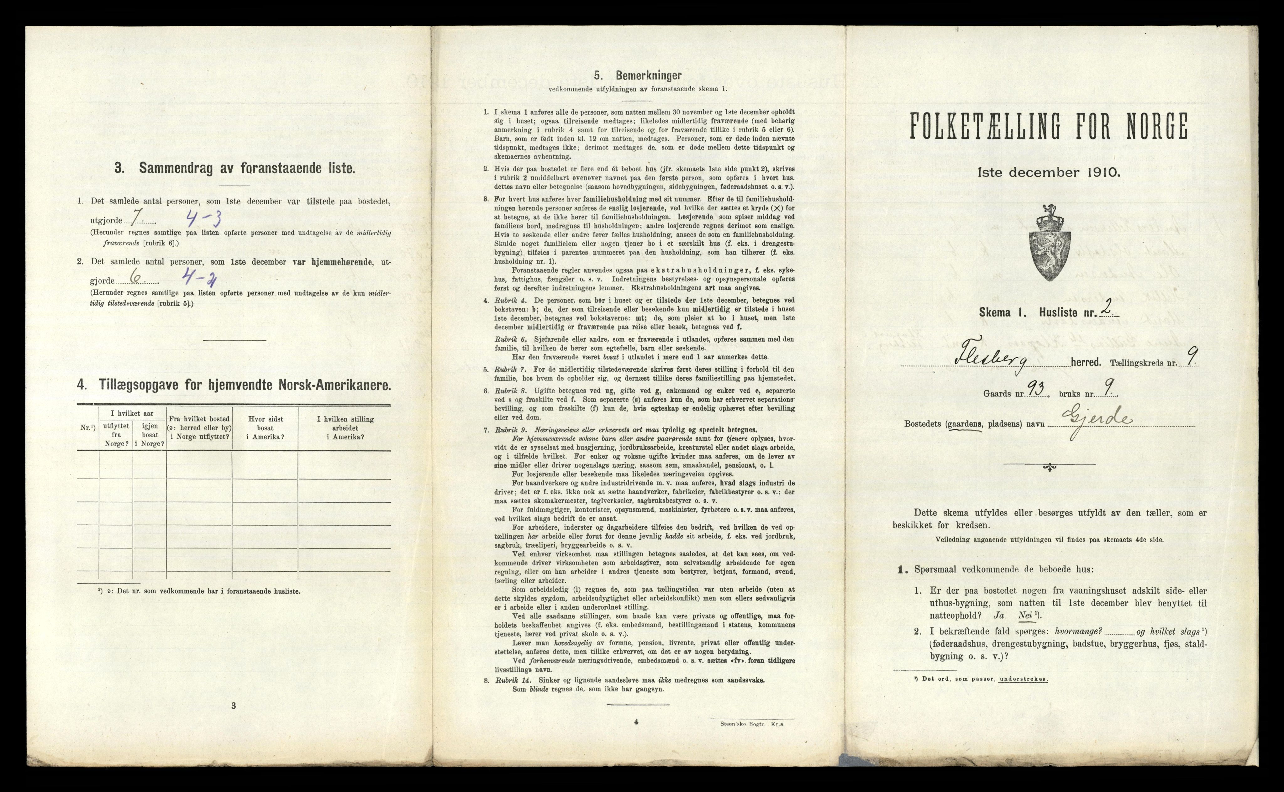 RA, 1910 census for Flesberg, 1910, p. 675