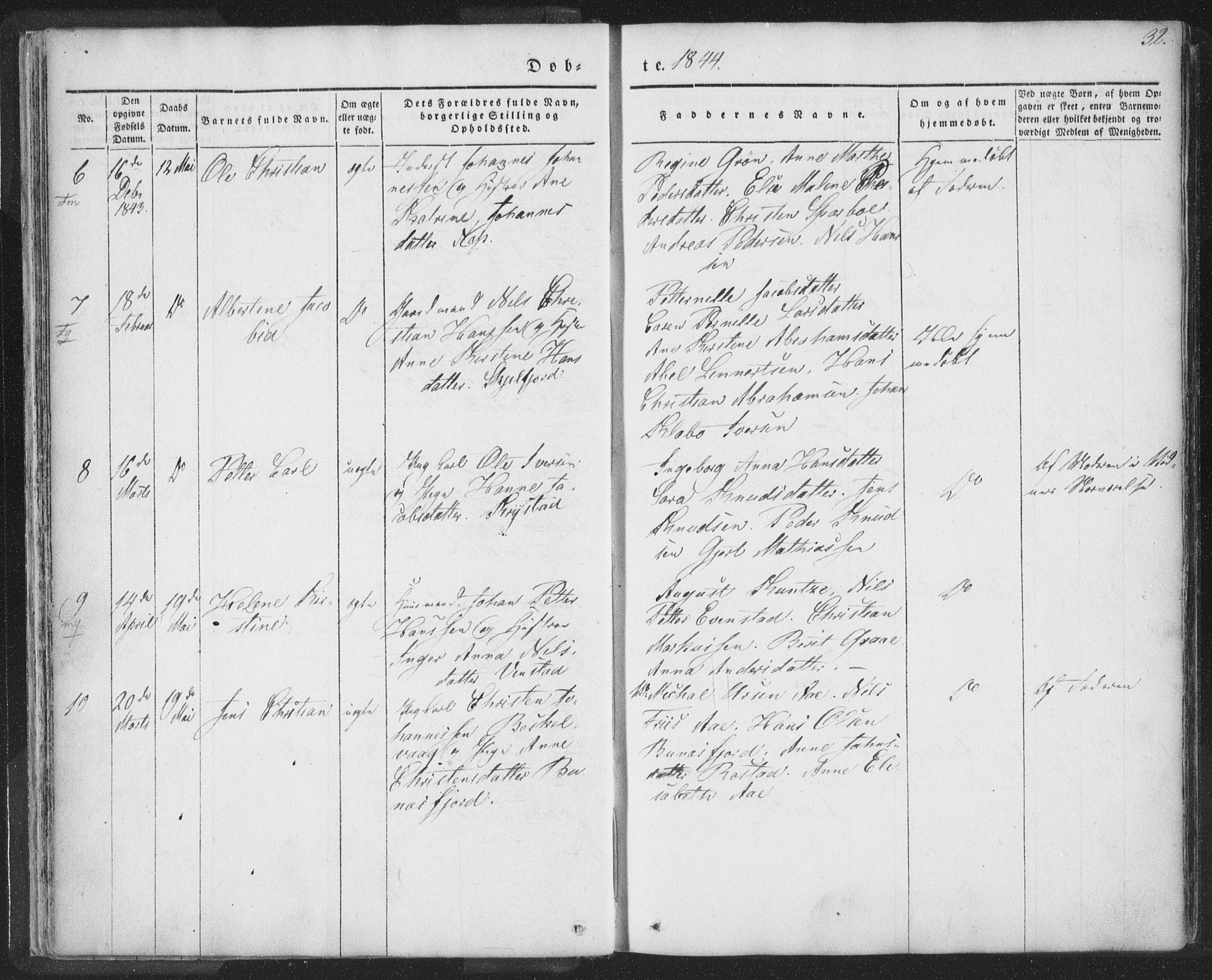 Ministerialprotokoller, klokkerbøker og fødselsregistre - Nordland, AV/SAT-A-1459/885/L1202: Parish register (official) no. 885A03, 1838-1859, p. 32