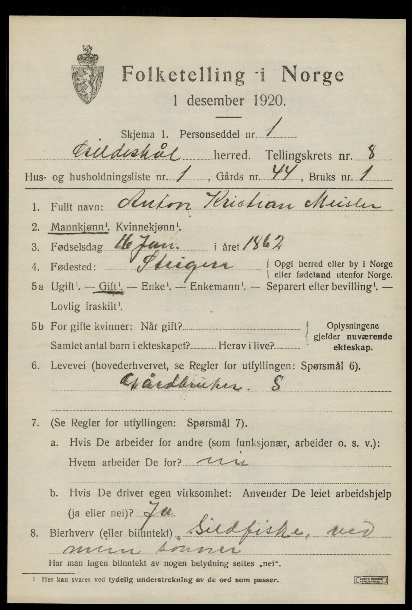 SAT, 1920 census for Gildeskål, 1920, p. 5402