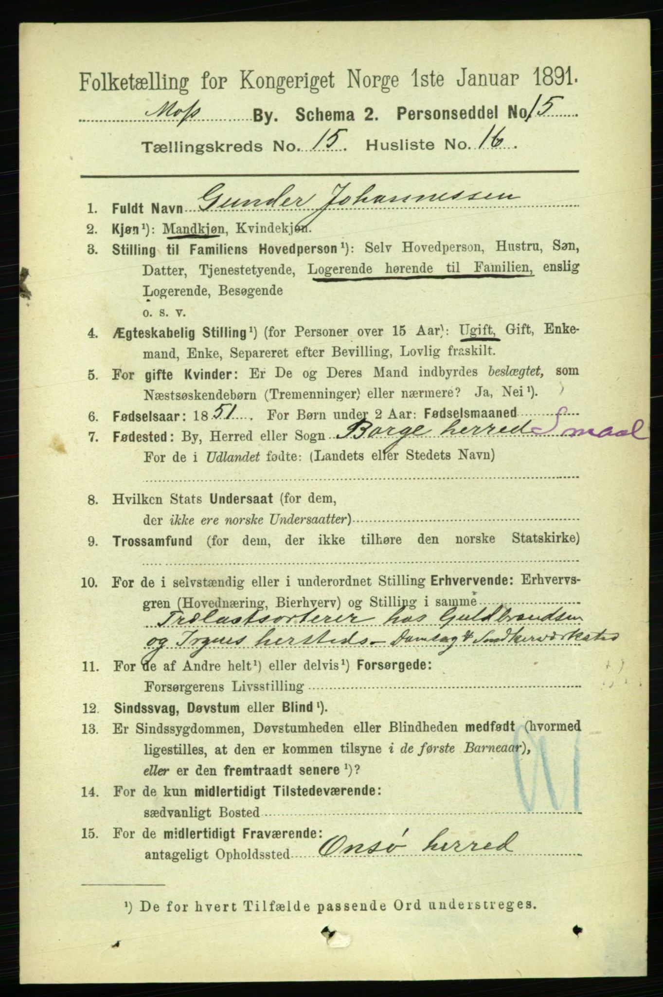 RA, 1891 census for 0104 Moss, 1891, p. 7429