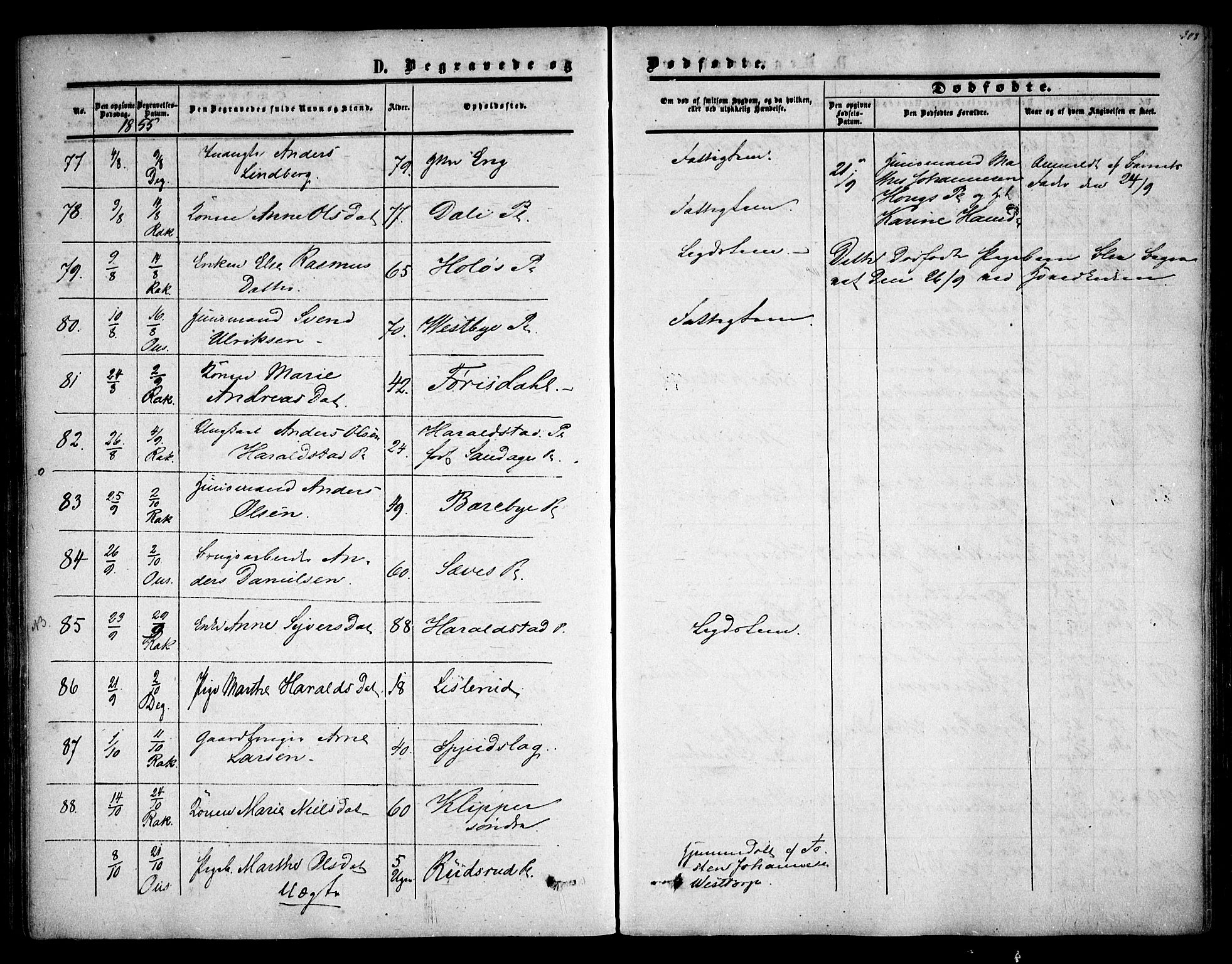 Rakkestad prestekontor Kirkebøker, AV/SAO-A-2008/F/Fa/L0009: Parish register (official) no. I 9, 1850-1856, p. 308