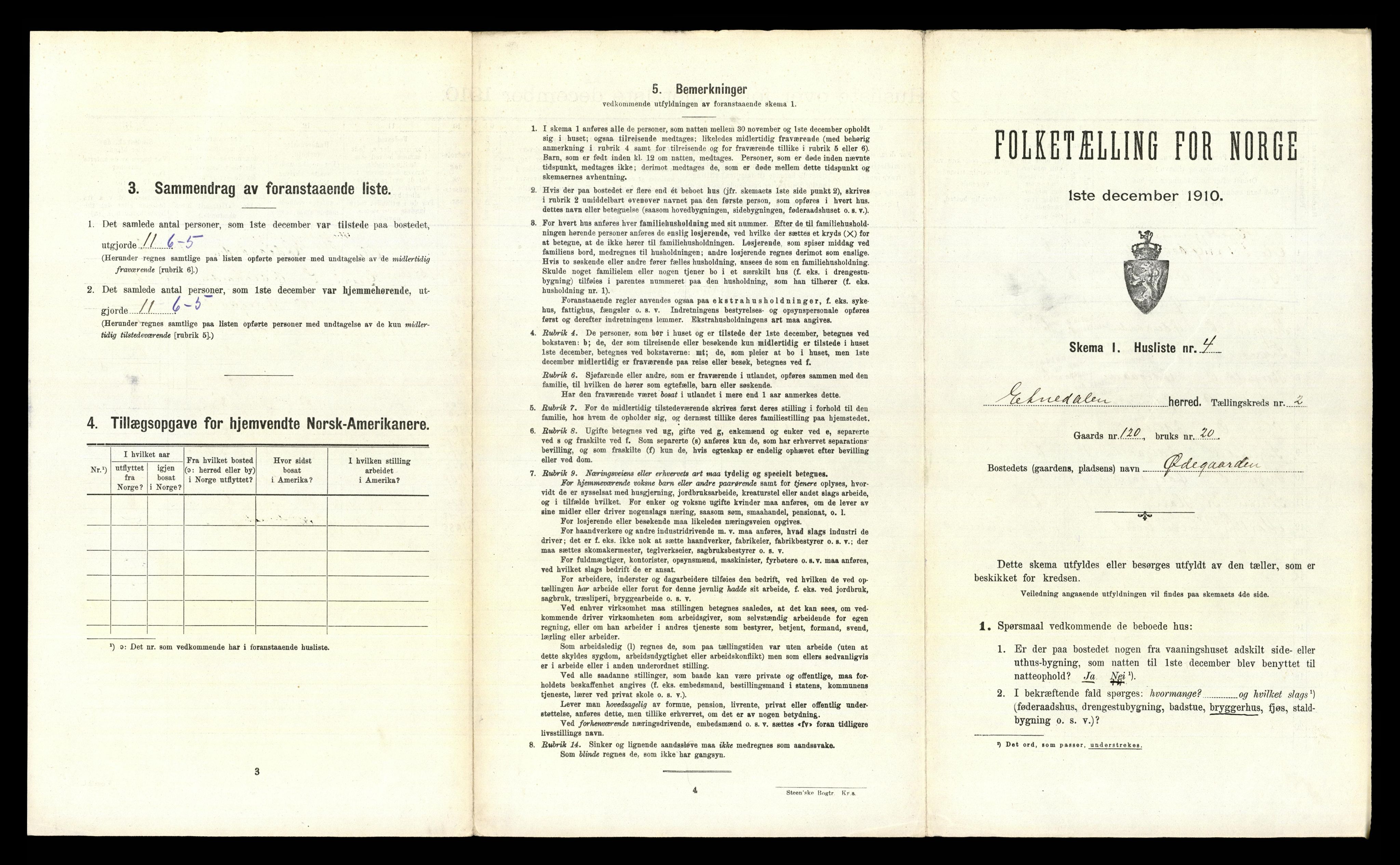 RA, 1910 census for Etnedal, 1910, p. 115