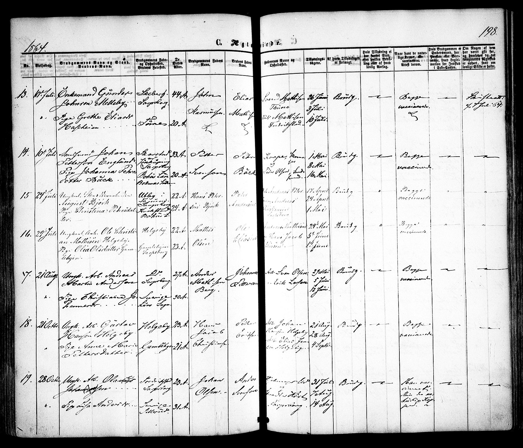 Sarpsborg prestekontor Kirkebøker, AV/SAO-A-2006/F/Fa/L0001: Parish register (official) no. 1, 1859-1868, p. 198