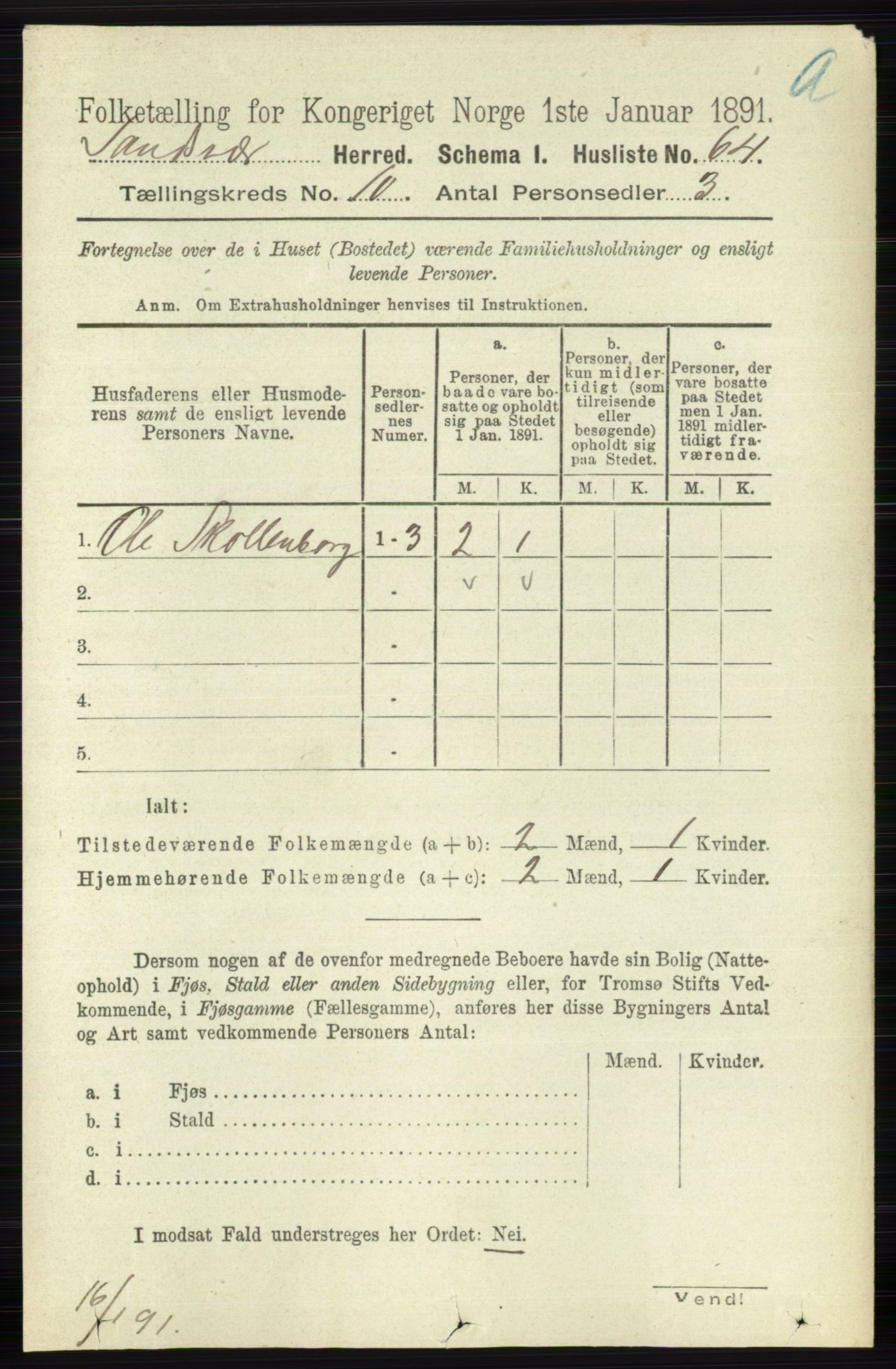 RA, 1891 census for 0629 Sandsvær, 1891, p. 4900