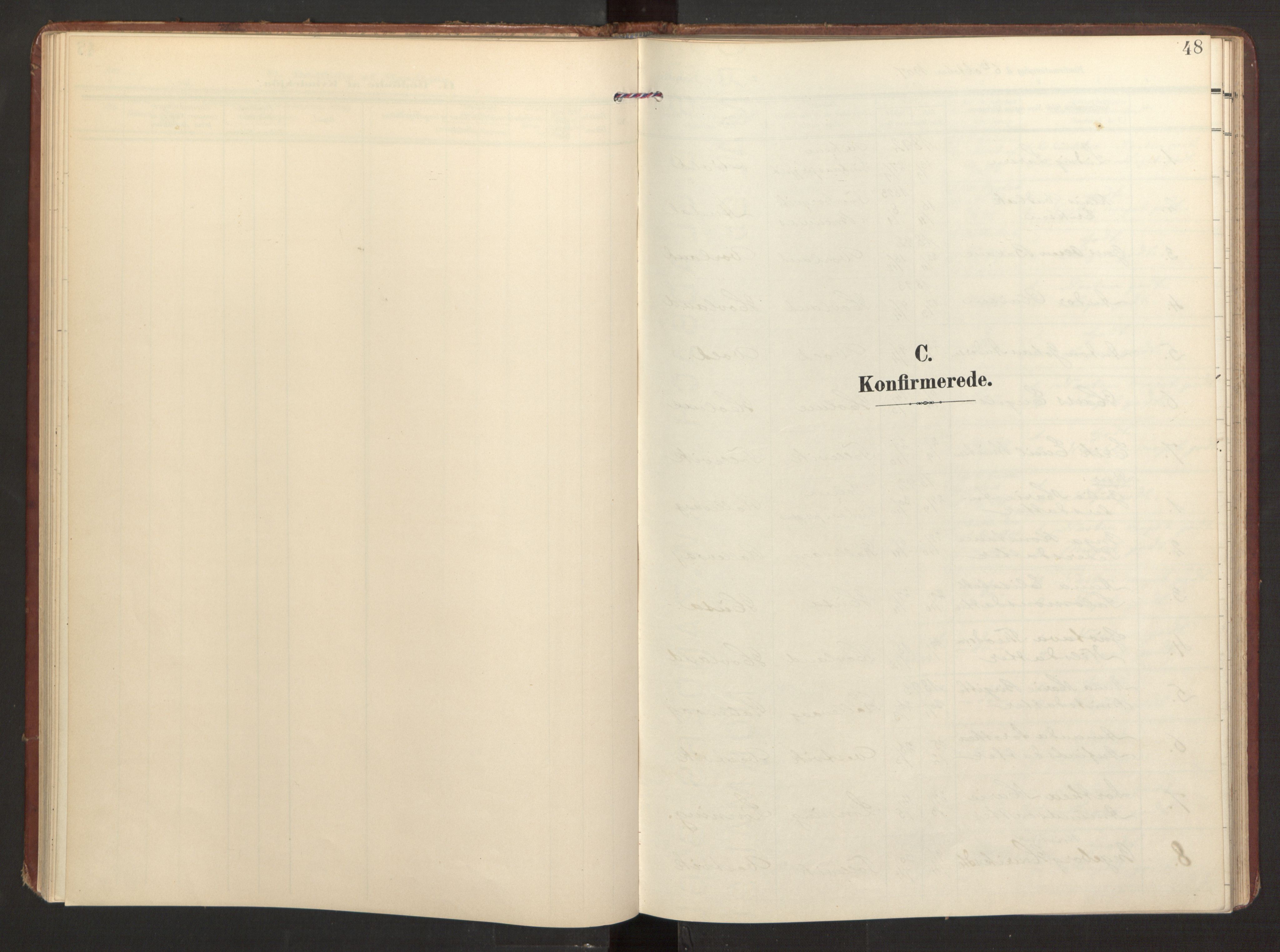 Finnås sokneprestembete, SAB/A-99925/H/Ha/Haa/Haad/L0003: Parish register (official) no. D 3, 1907-1921, p. 48