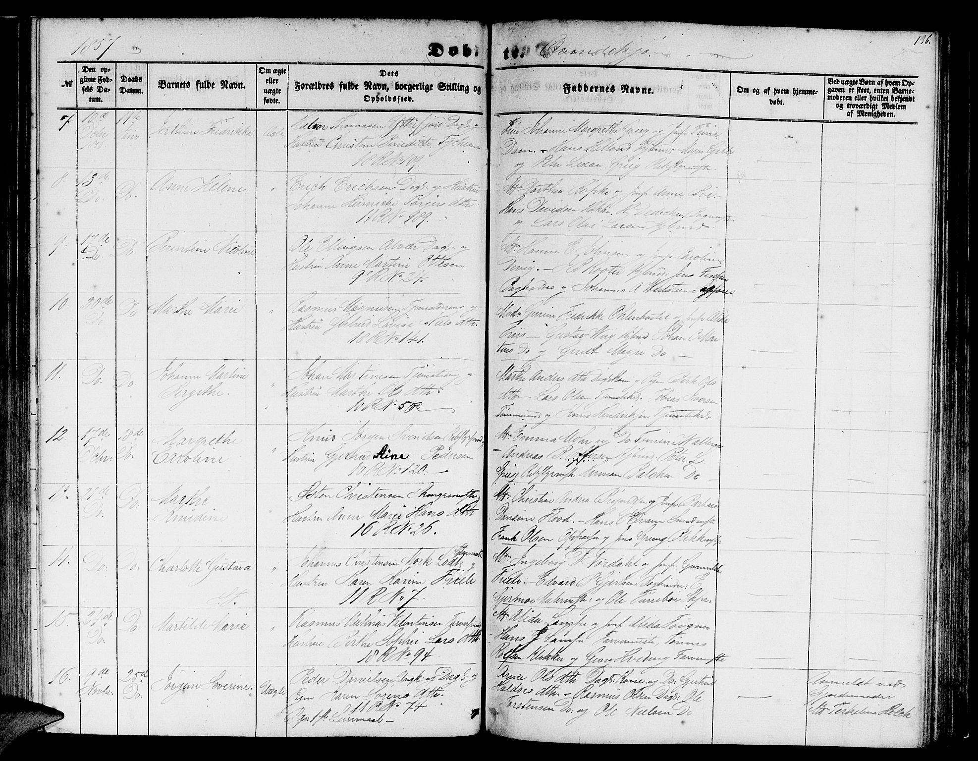 Domkirken sokneprestembete, SAB/A-74801/H/Hab/L0011: Parish register (copy) no. B 4, 1856-1862, p. 136