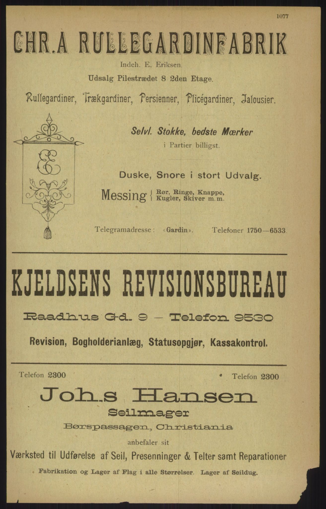 Kristiania/Oslo adressebok, PUBL/-, 1911, p. 1077