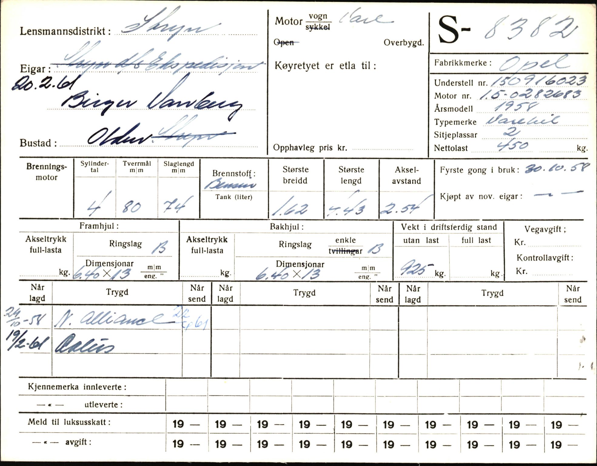 Statens vegvesen, Sogn og Fjordane vegkontor, AV/SAB-A-5301/4/F/L0006: Registerkort utmeldte Fjordane S8300-9500, 1930-1961, p. 130