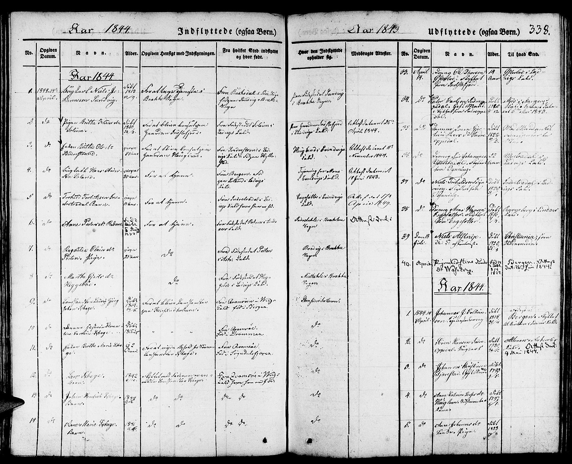 Gulen sokneprestembete, AV/SAB-A-80201/H/Haa/Haaa/L0020: Parish register (official) no. A 20, 1837-1847, p. 338