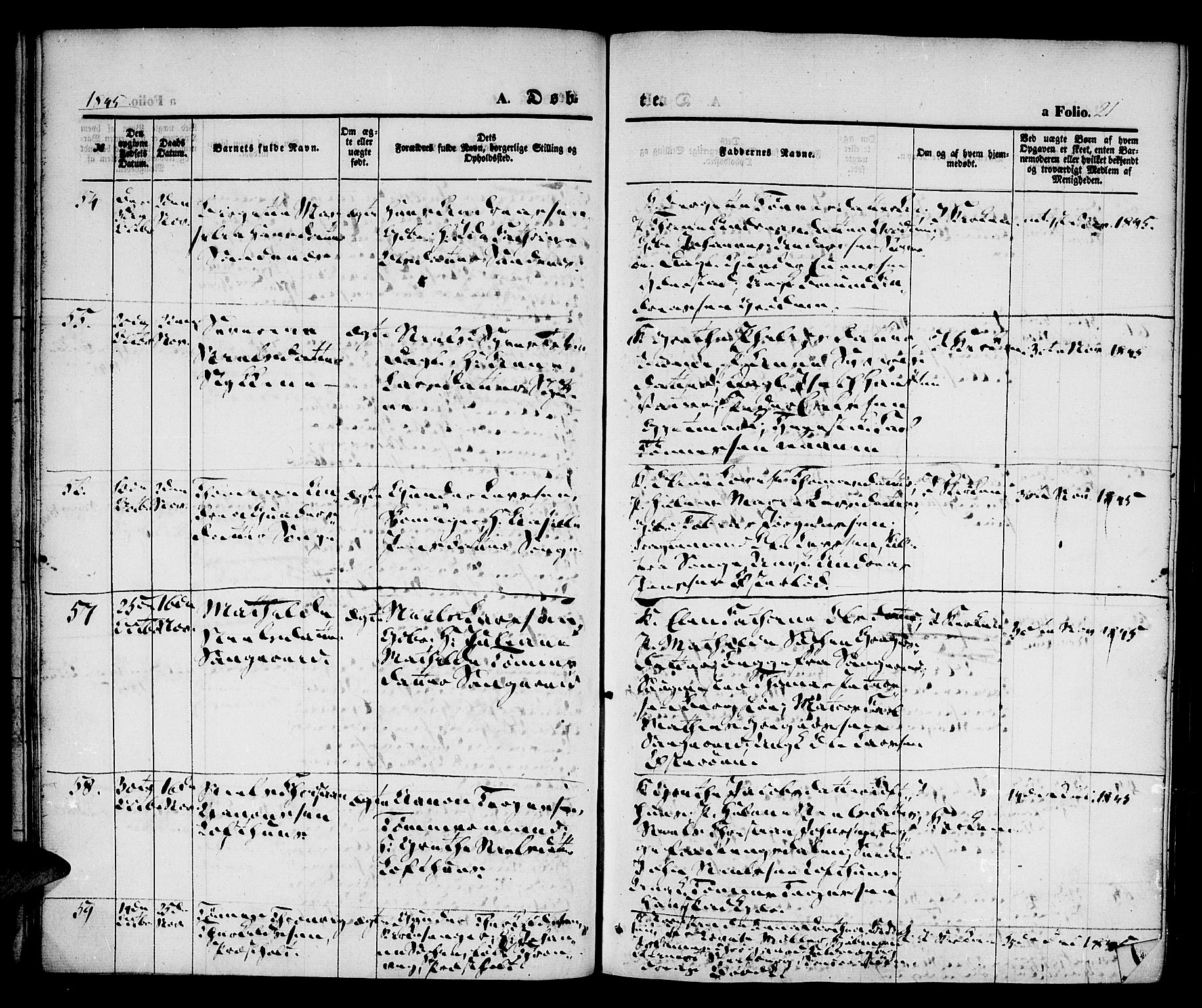 Vestre Moland sokneprestkontor, AV/SAK-1111-0046/F/Fa/Fab/L0005: Parish register (official) no. A 5, 1841-1849, p. 21