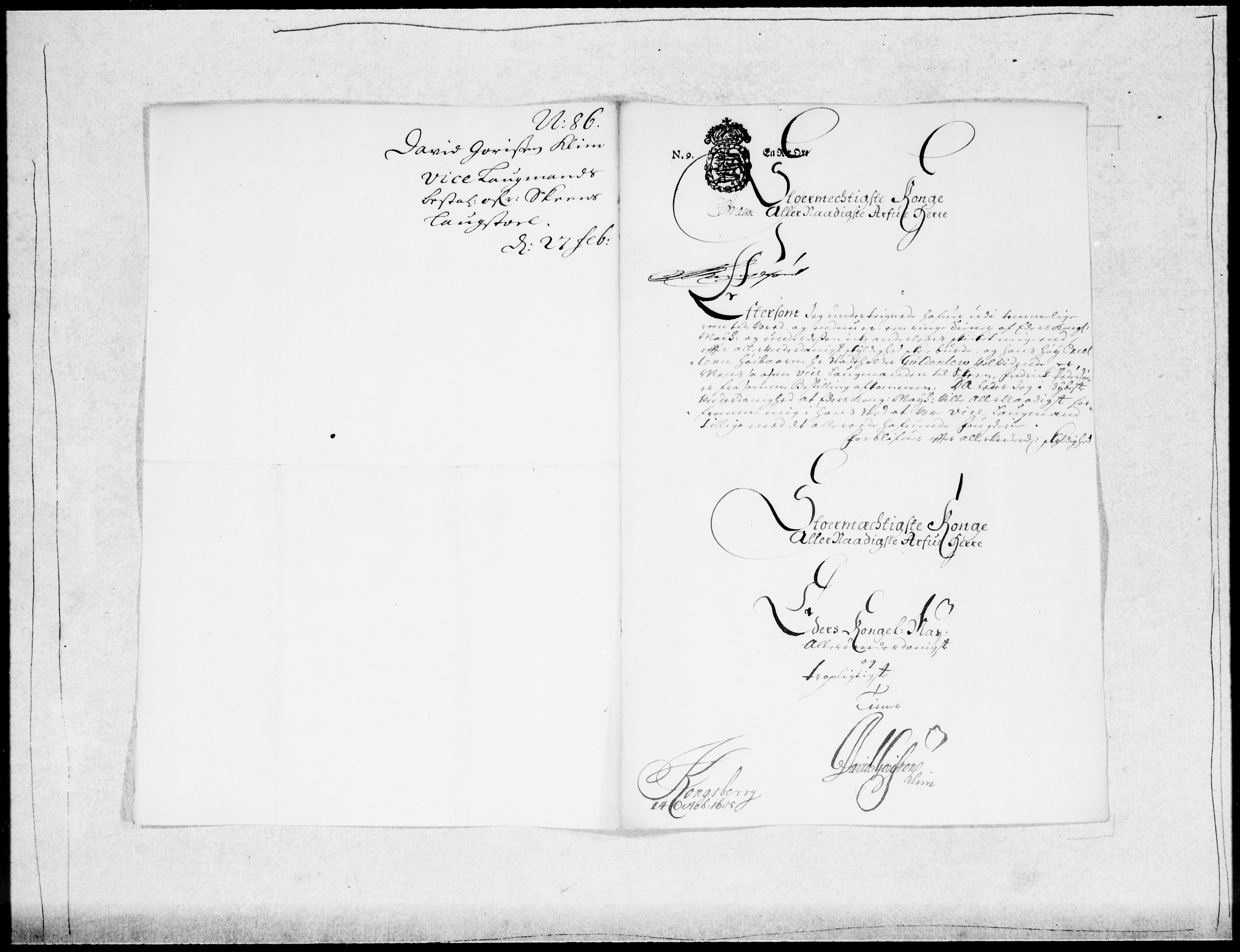 Danske Kanselli 1572-1799, AV/RA-EA-3023/F/Fc/Fcc/Fcca/L0039: Norske innlegg 1572-1799, 1685-1686, p. 235