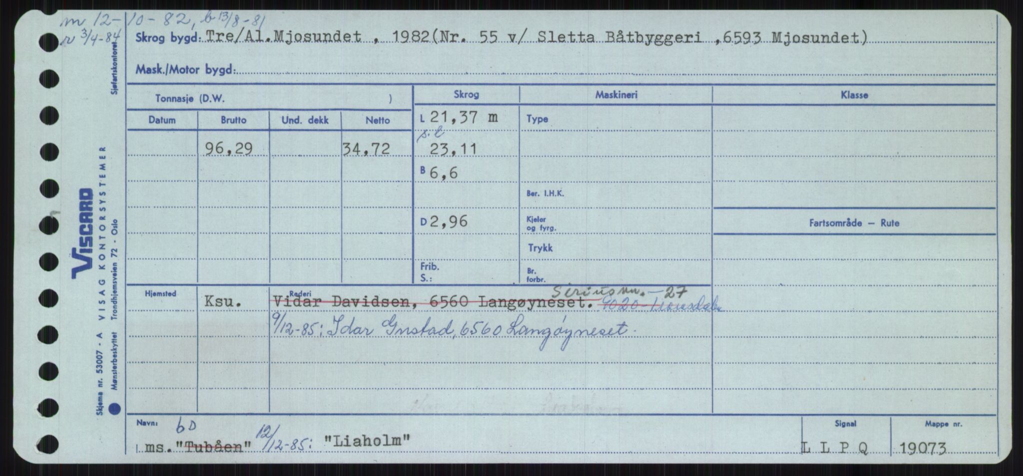 Sjøfartsdirektoratet med forløpere, Skipsmålingen, RA/S-1627/H/Ha/L0003/0002: Fartøy, Hilm-Mar / Fartøy, Kom-Mar, p. 441
