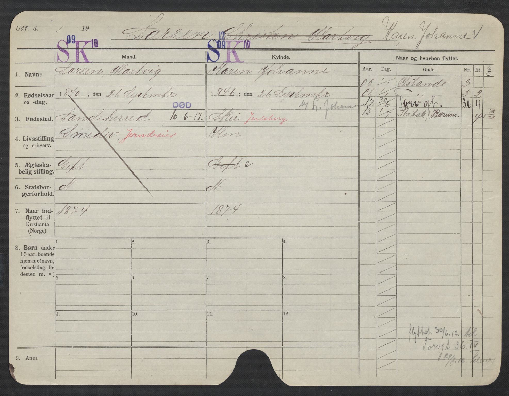Oslo folkeregister, Registerkort, AV/SAO-A-11715/F/Fa/Fac/L0019: Kvinner, 1906-1914, p. 992a