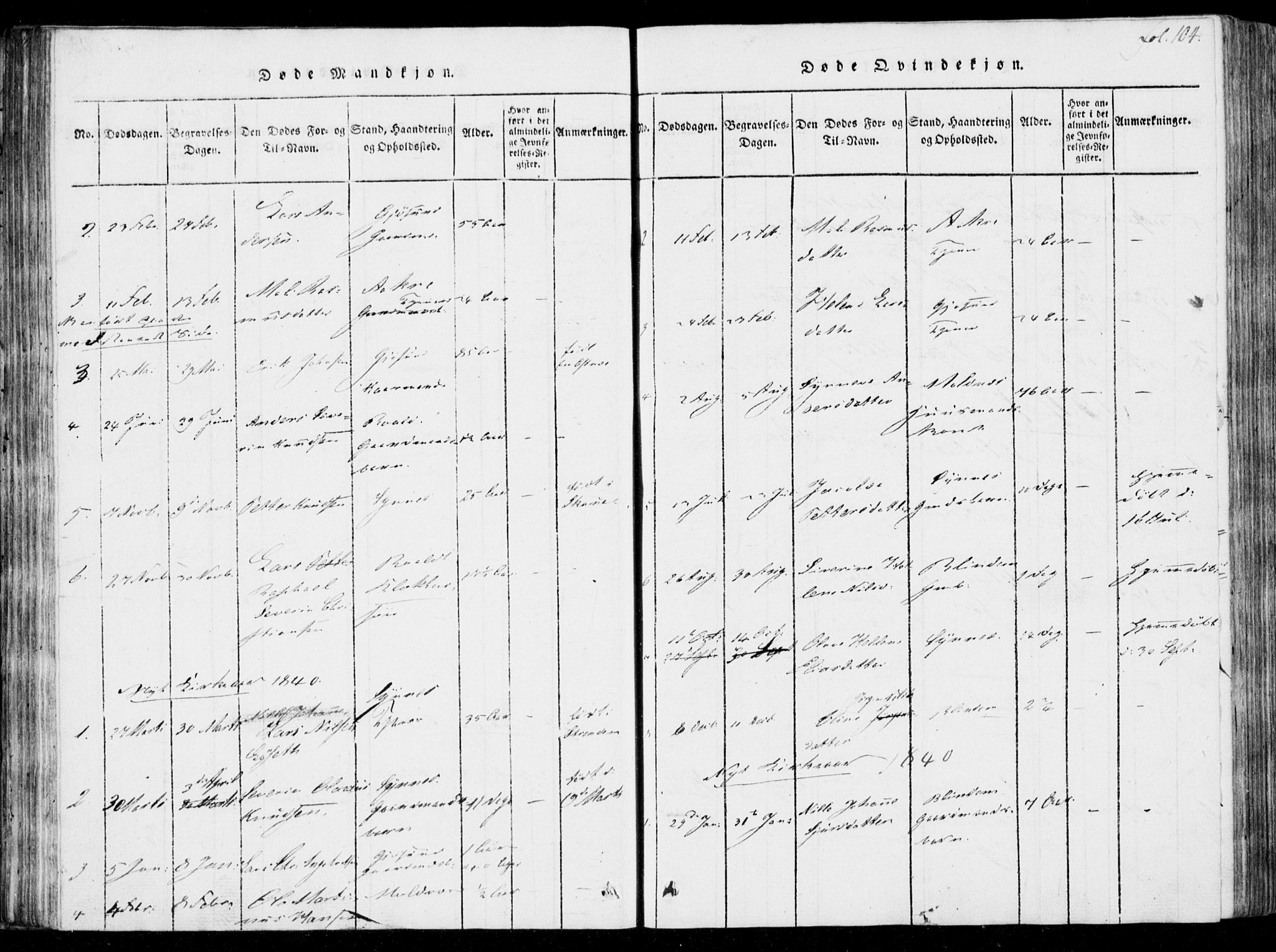 Ministerialprotokoller, klokkerbøker og fødselsregistre - Møre og Romsdal, SAT/A-1454/537/L0517: Parish register (official) no. 537A01, 1818-1862, p. 104