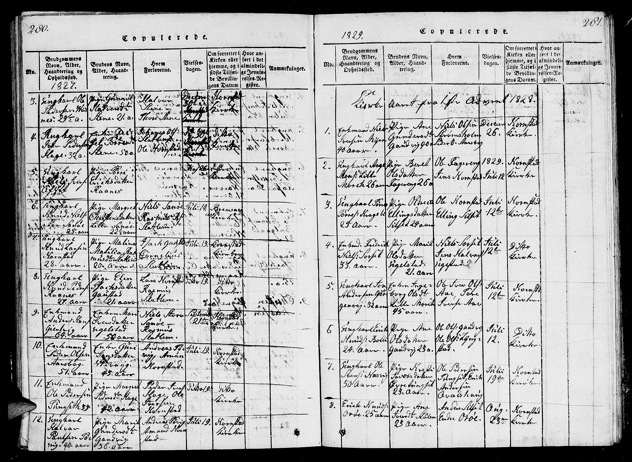 Ministerialprotokoller, klokkerbøker og fødselsregistre - Møre og Romsdal, SAT/A-1454/570/L0831: Parish register (official) no. 570A05, 1819-1829, p. 280-281