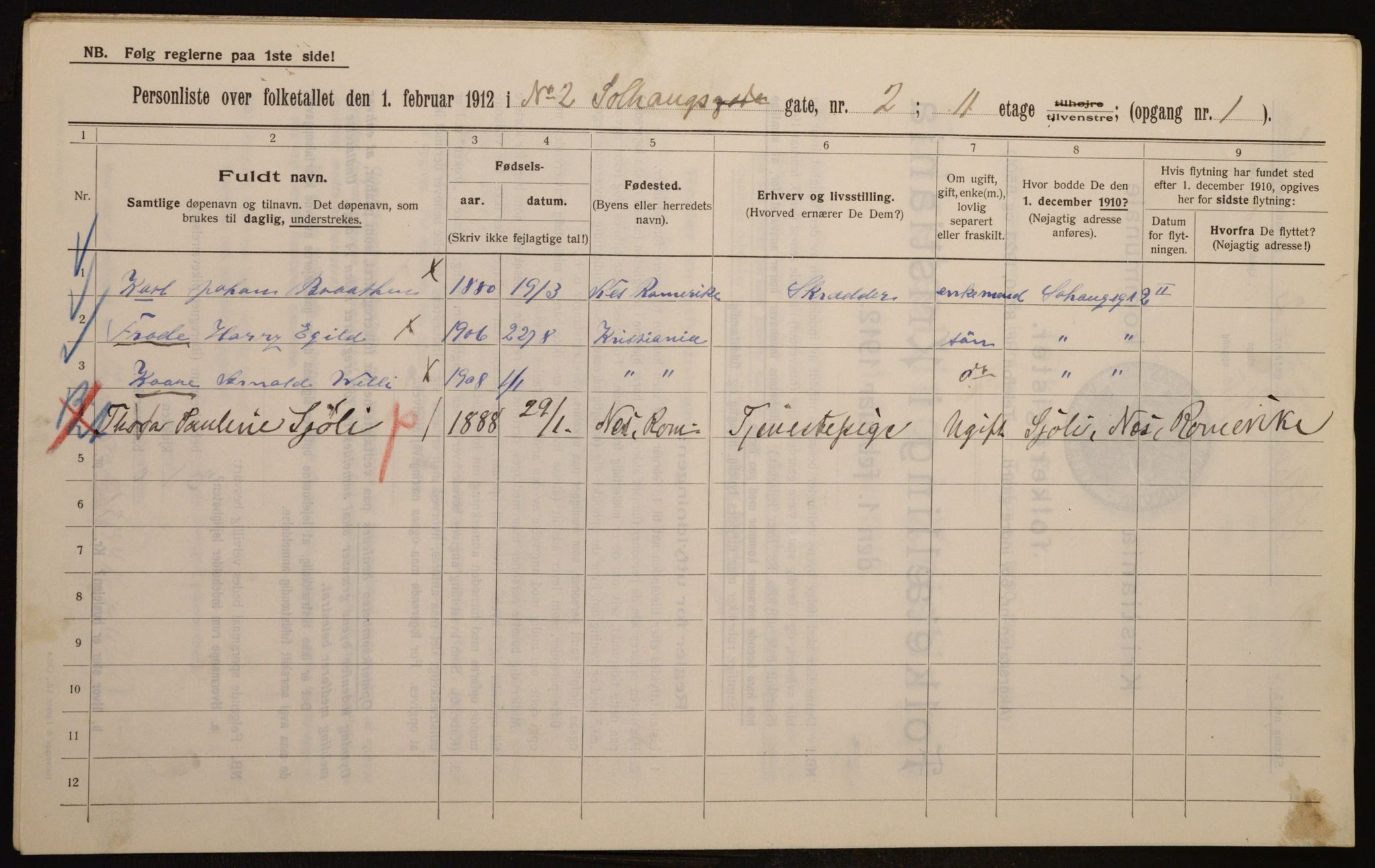 OBA, Municipal Census 1912 for Kristiania, 1912, p. 99702