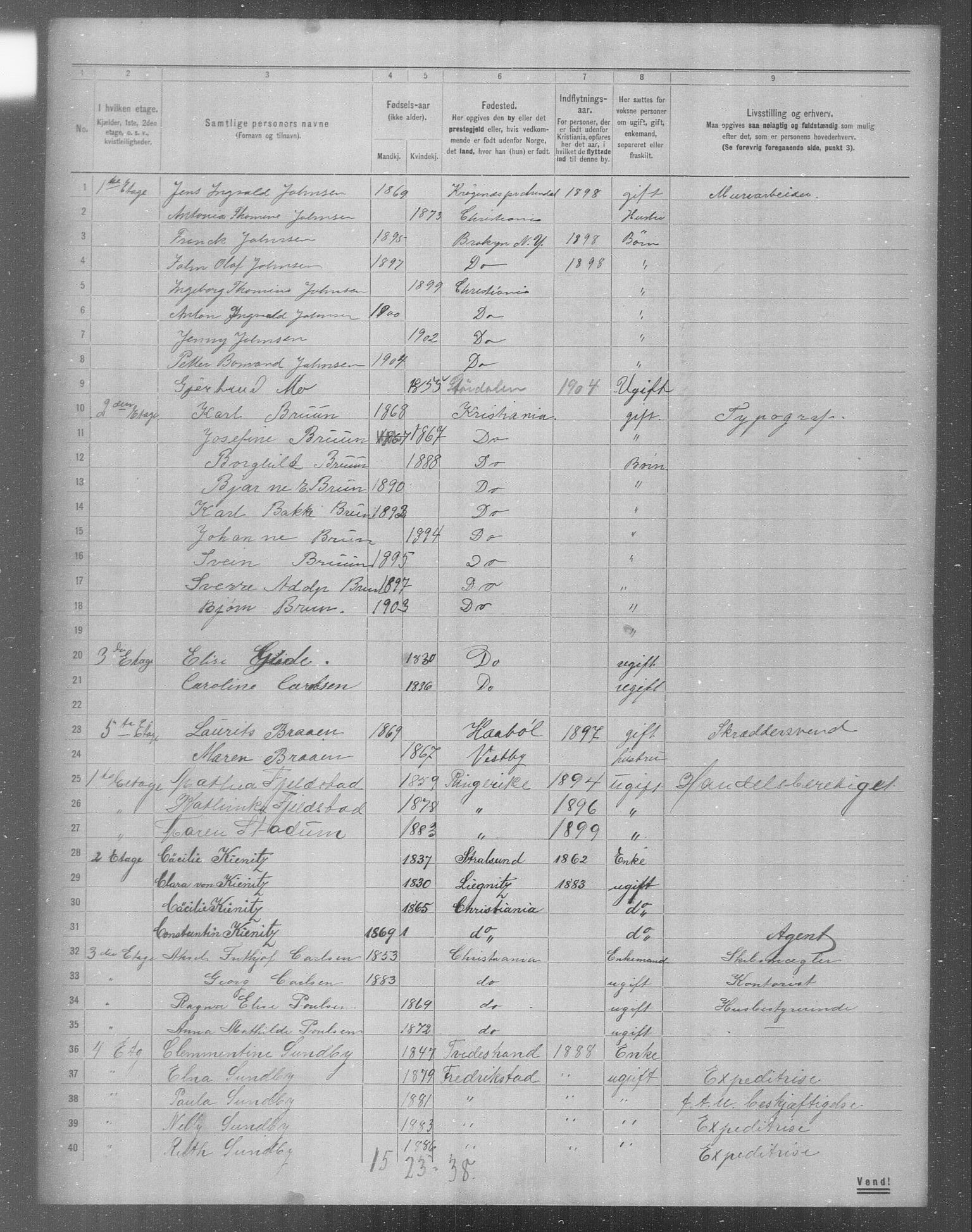 OBA, Municipal Census 1904 for Kristiania, 1904, p. 13417