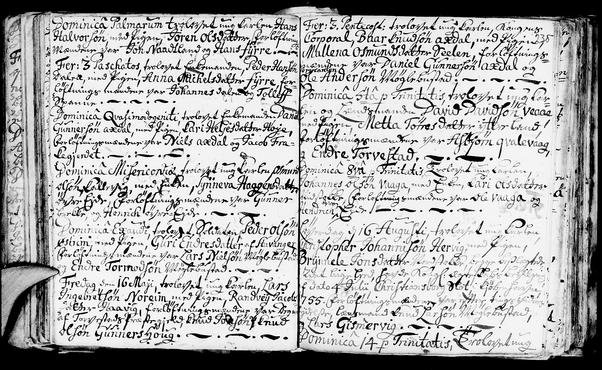 Avaldsnes sokneprestkontor, SAST/A -101851/H/Ha/Haa/L0001: Parish register (official) no. A 1, 1711-1764, p. 235