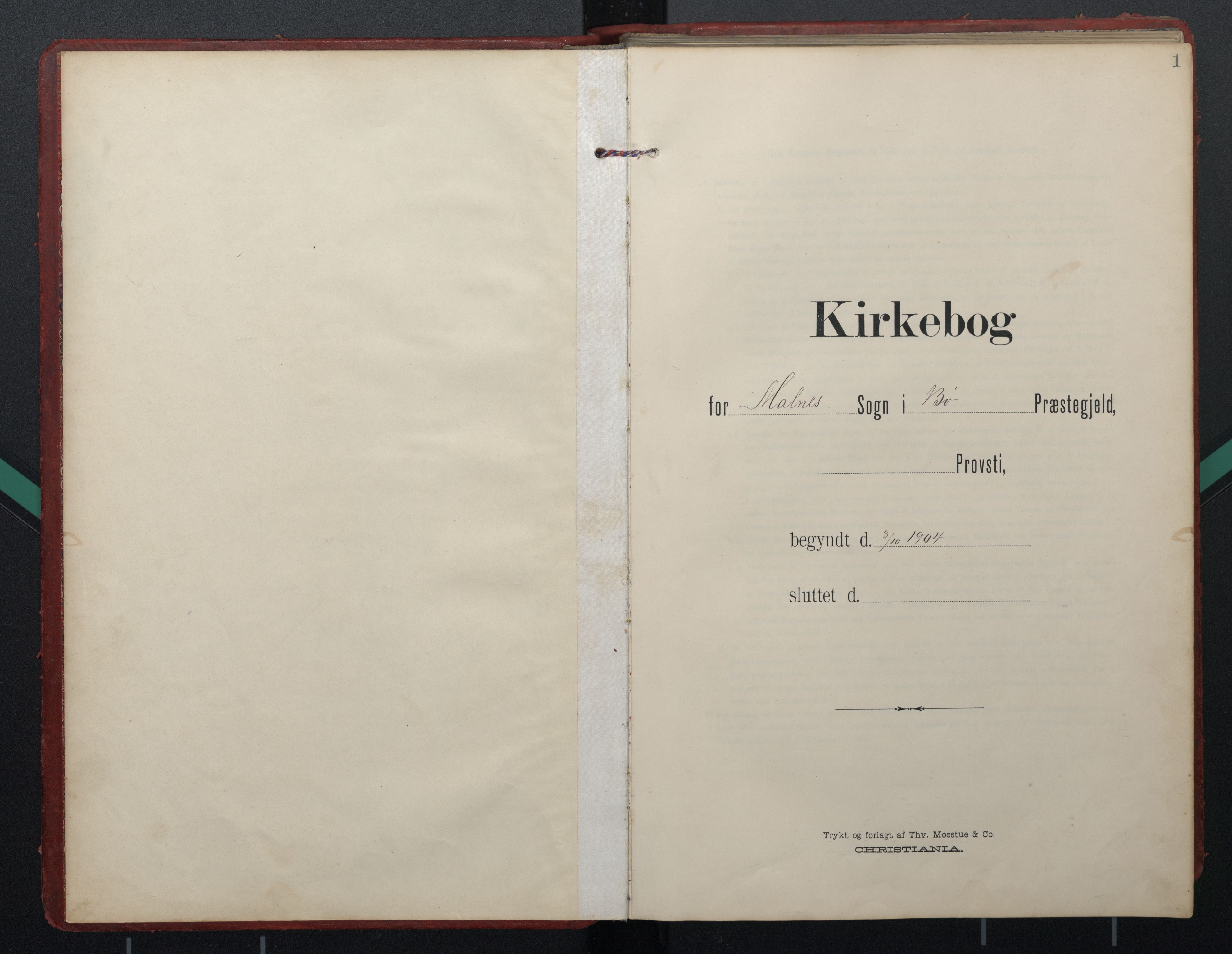 Ministerialprotokoller, klokkerbøker og fødselsregistre - Nordland, AV/SAT-A-1459/892/L1322: Parish register (official) no. 892A03, 1904-1921, p. 0-1