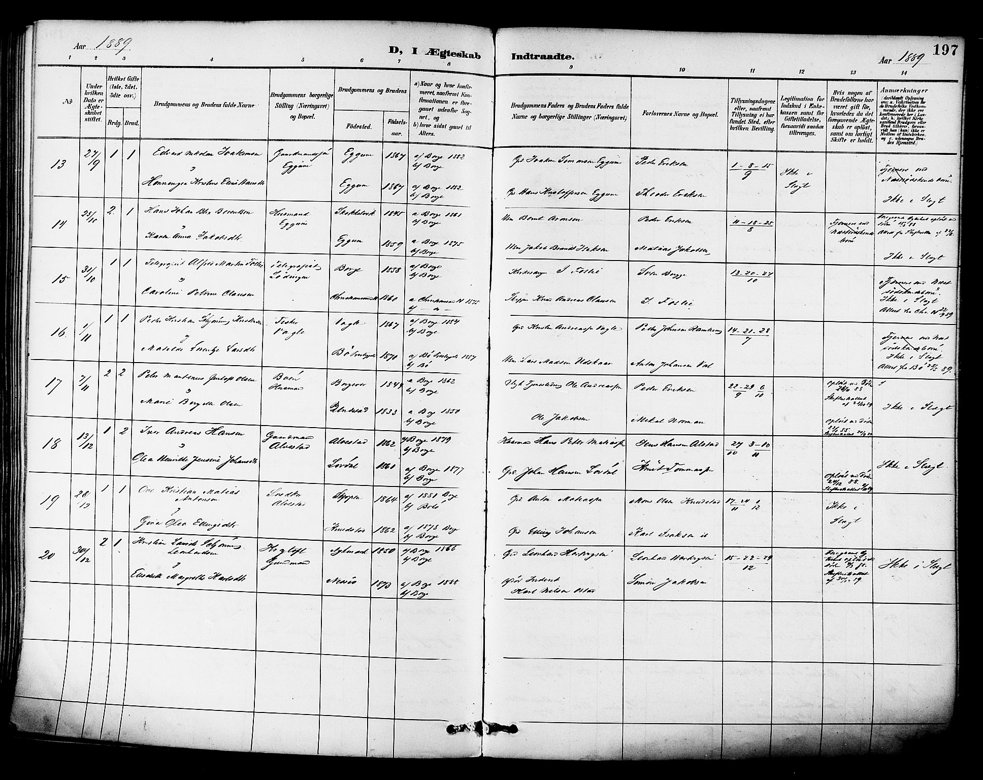 Ministerialprotokoller, klokkerbøker og fødselsregistre - Nordland, AV/SAT-A-1459/880/L1133: Parish register (official) no. 880A07, 1888-1898, p. 197