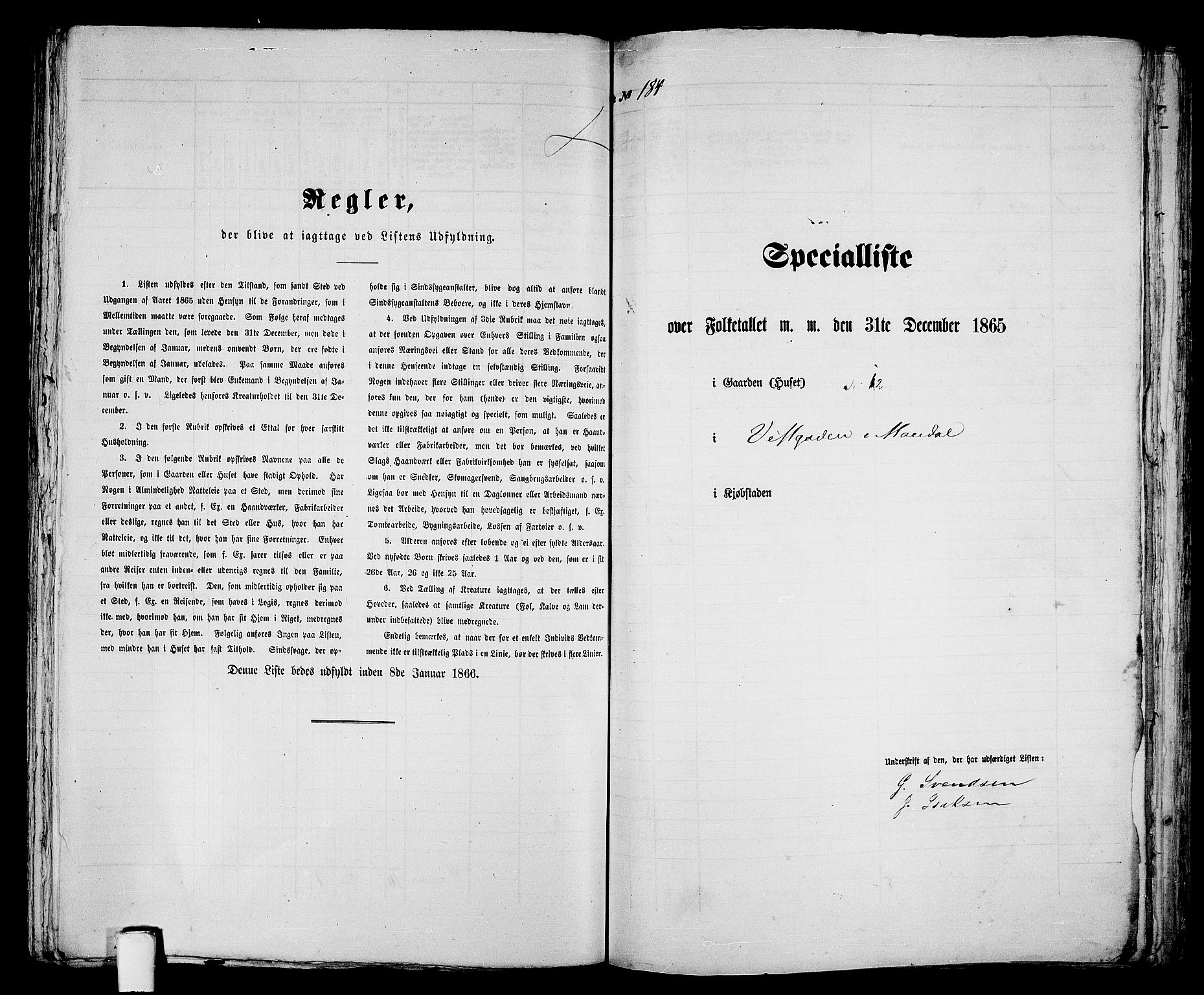 RA, 1865 census for Mandal/Mandal, 1865, p. 370