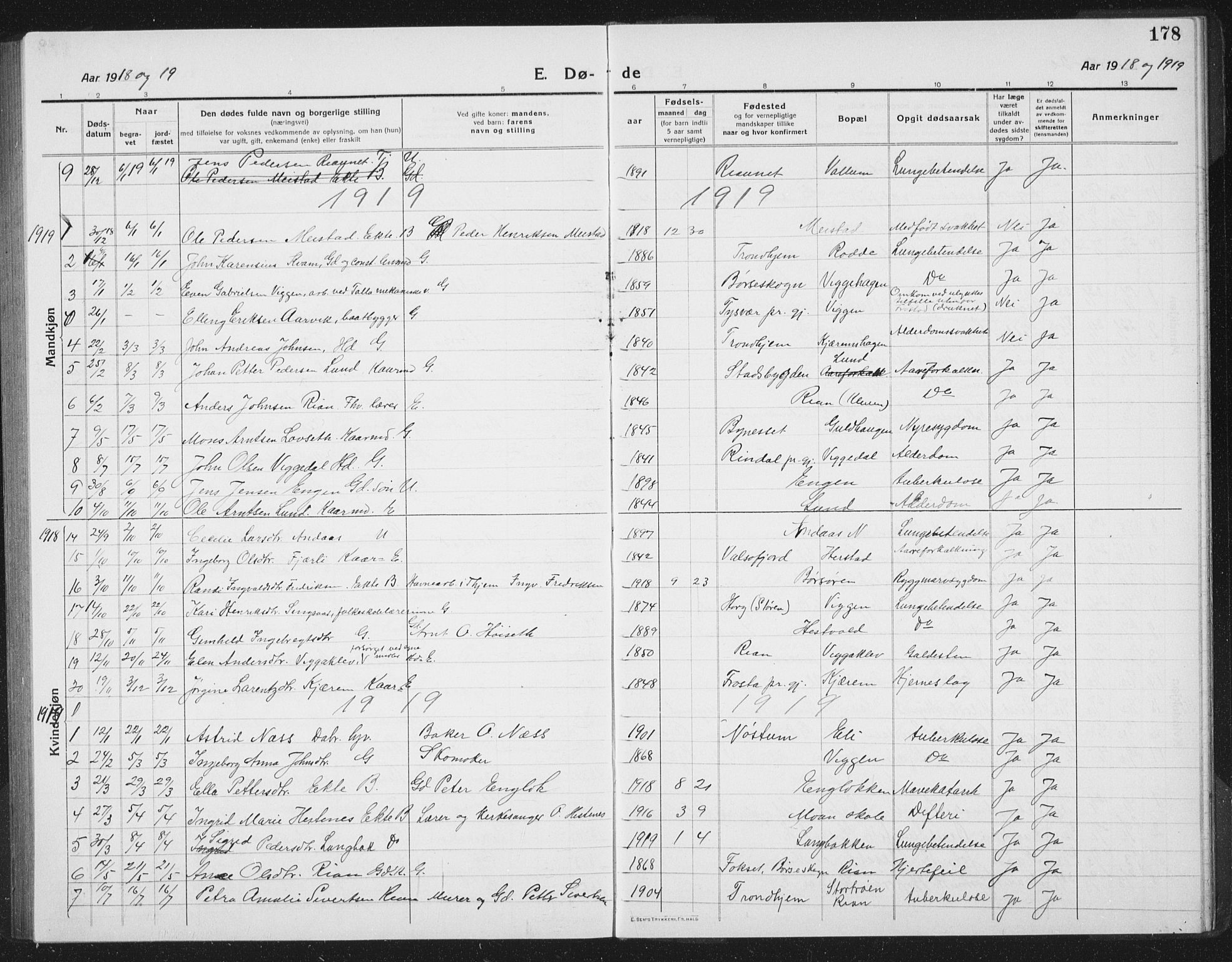 Ministerialprotokoller, klokkerbøker og fødselsregistre - Sør-Trøndelag, SAT/A-1456/665/L0778: Parish register (copy) no. 665C03, 1916-1938, p. 178
