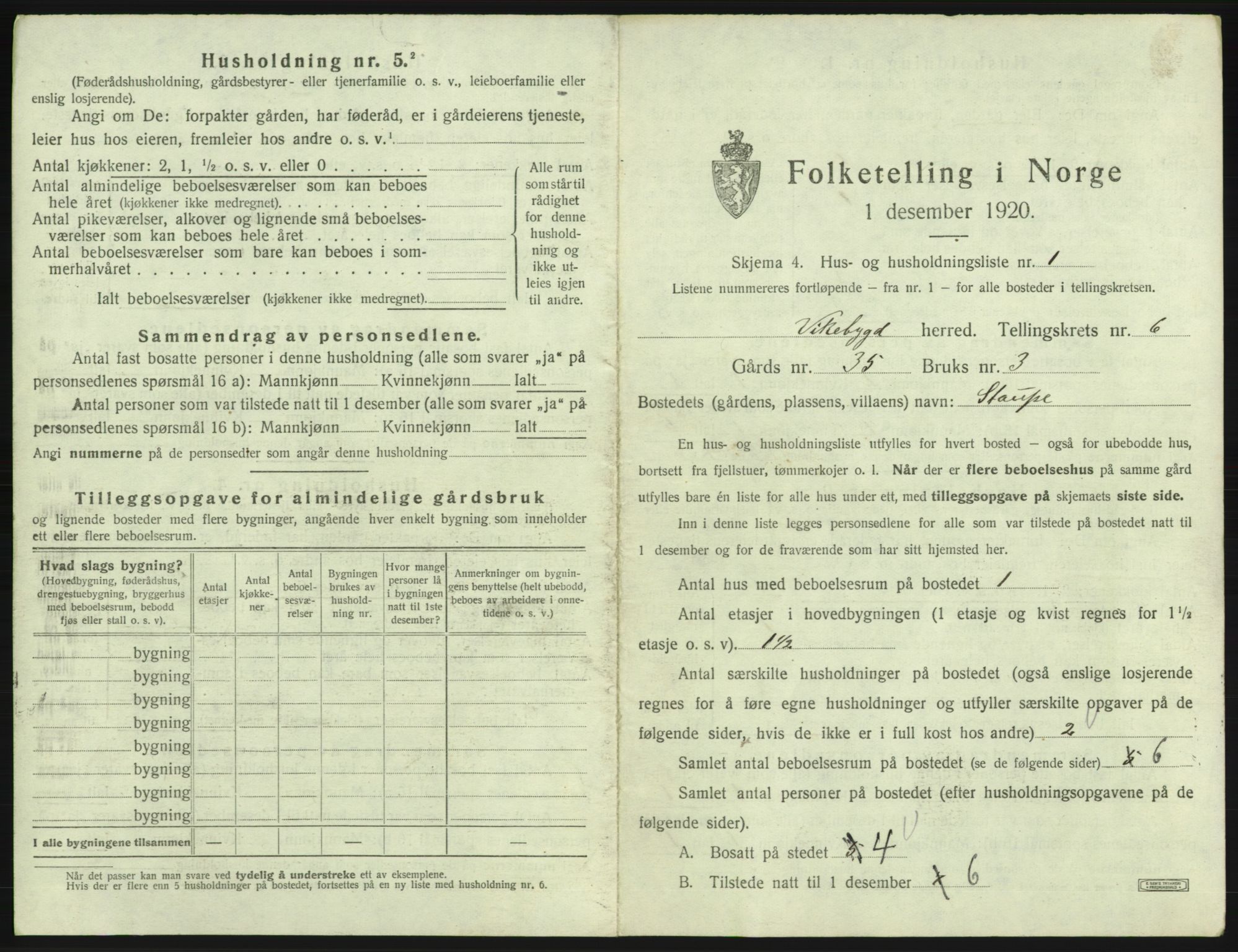 SAB, 1920 census for Vikebygd, 1920, p. 365