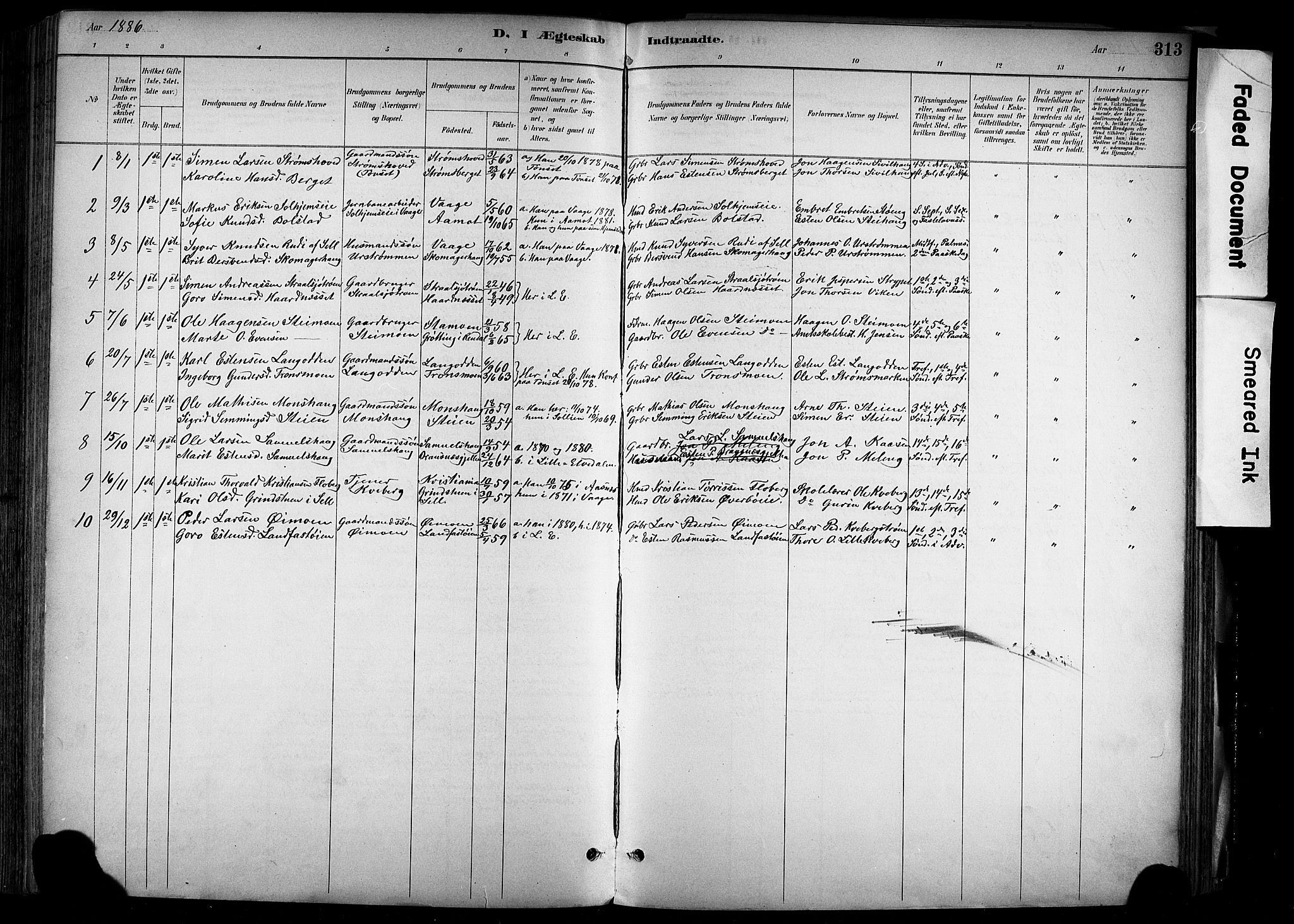 Alvdal prestekontor, AV/SAH-PREST-060/H/Ha/Haa/L0002: Parish register (official) no. 2, 1883-1906, p. 313