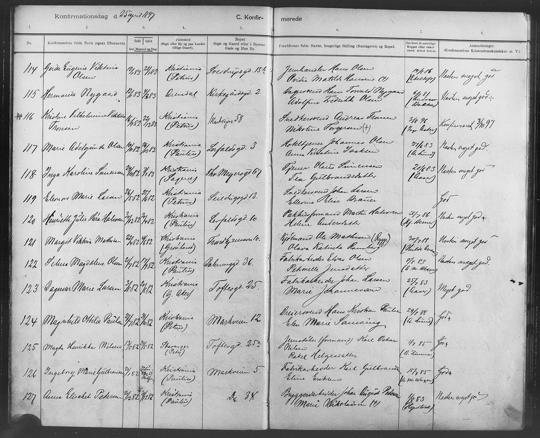 Paulus prestekontor Kirkebøker, AV/SAO-A-10871/F/Fa/L0007: Parish register (official) no. 7, 1897-1915